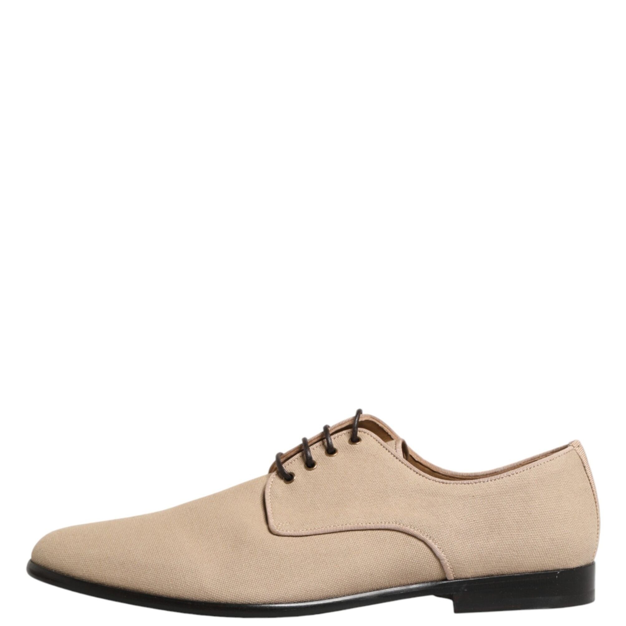 Dolce & Gabbana Beige Canvas Derby Lace Up Dress Men Shoes