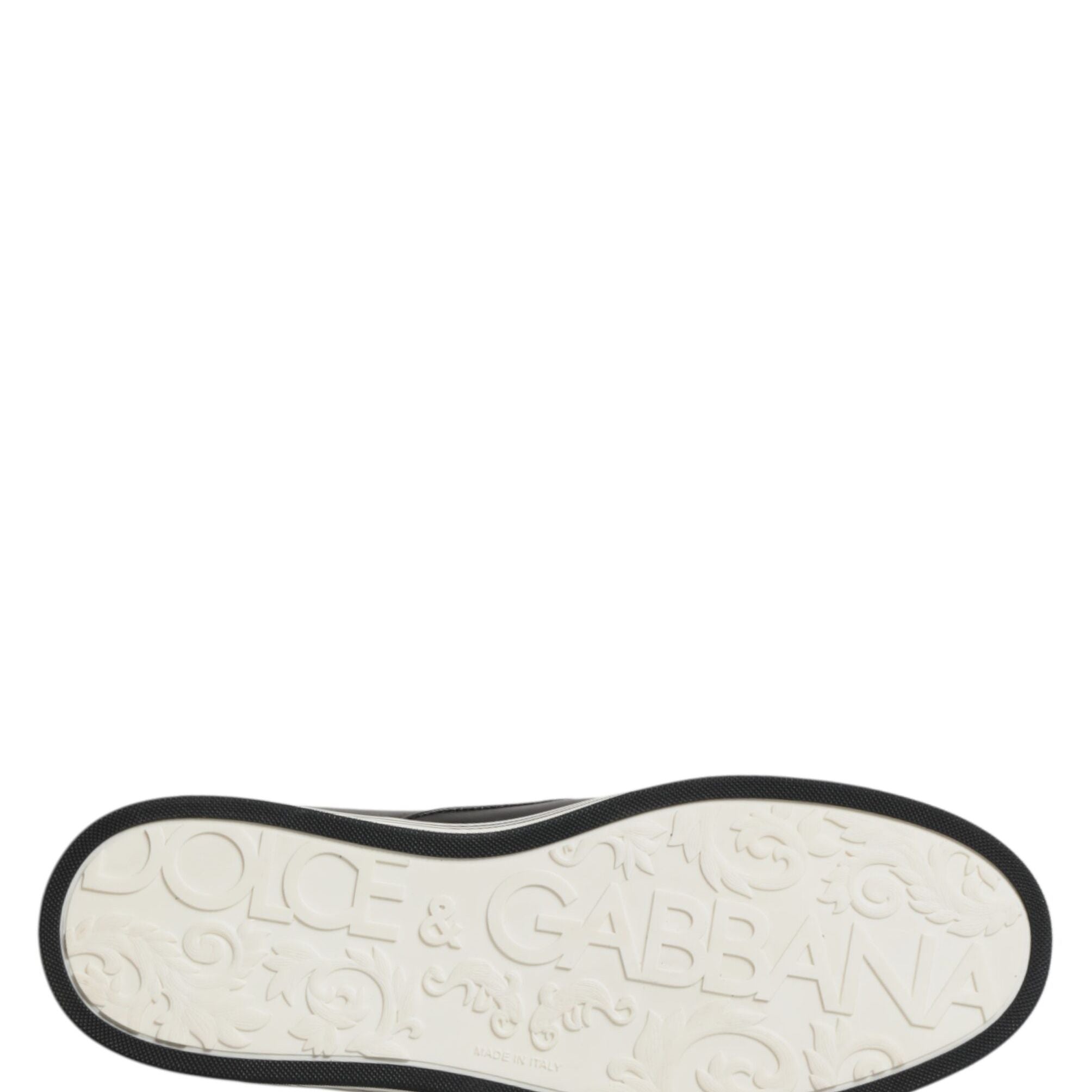Dolce & Gabbana Black Leather Signature Figures Sneakers Shoes
