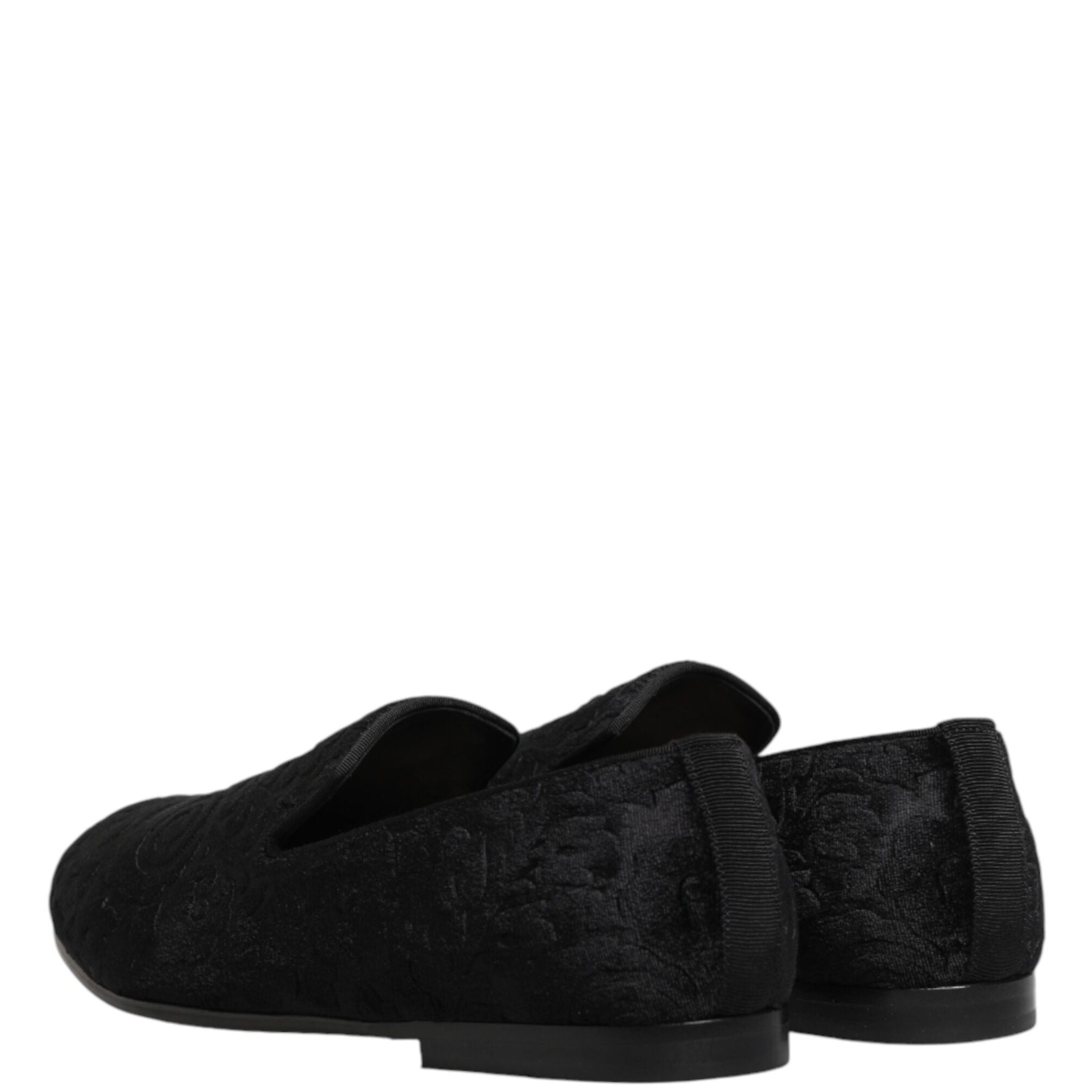 Dolce & Gabbana Black Velvet Slip On Loafers Formal Men Shoes
