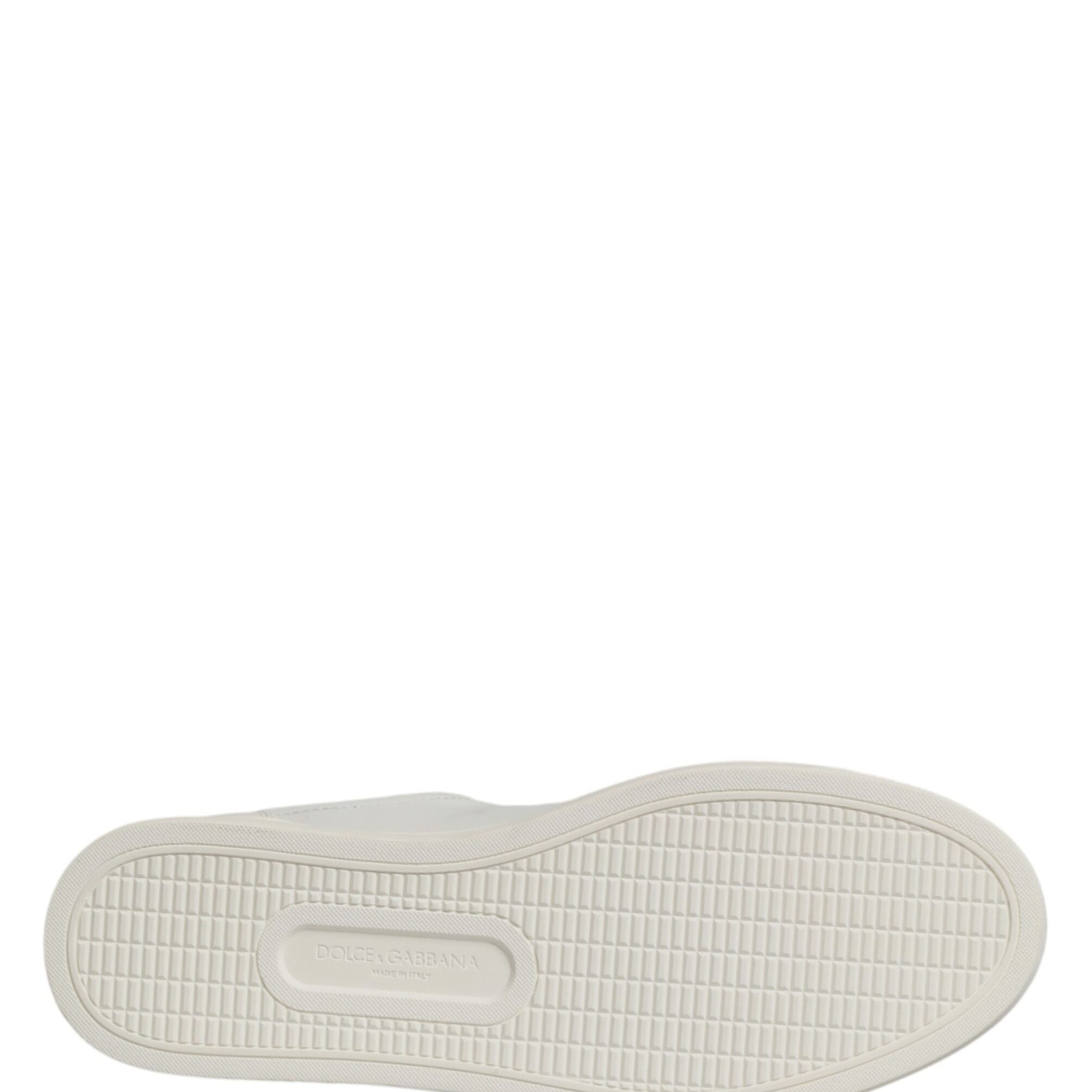 Dolce & Gabbana White Leather Sacred Heart Patch Sneakers Shoes