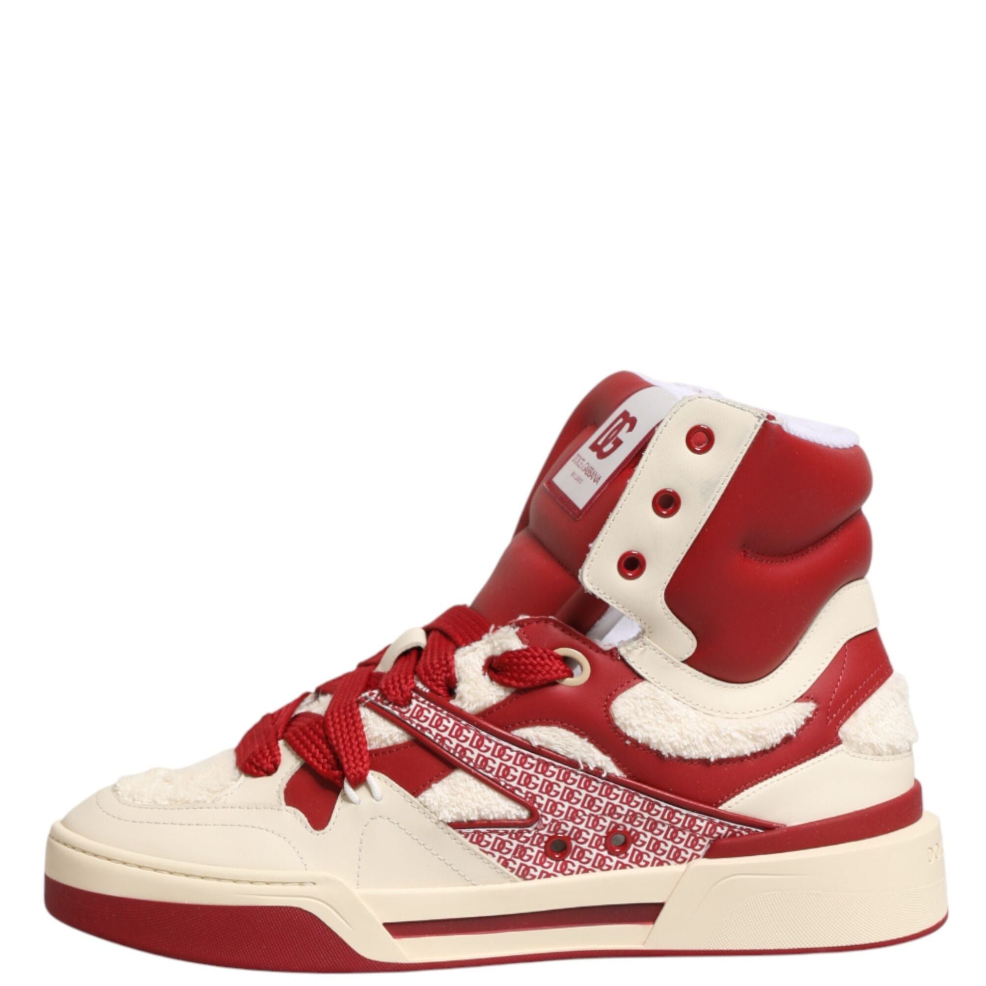 Dolce & Gabbana White Red Custom 2.Zero High Top Men Sneakers Shoes