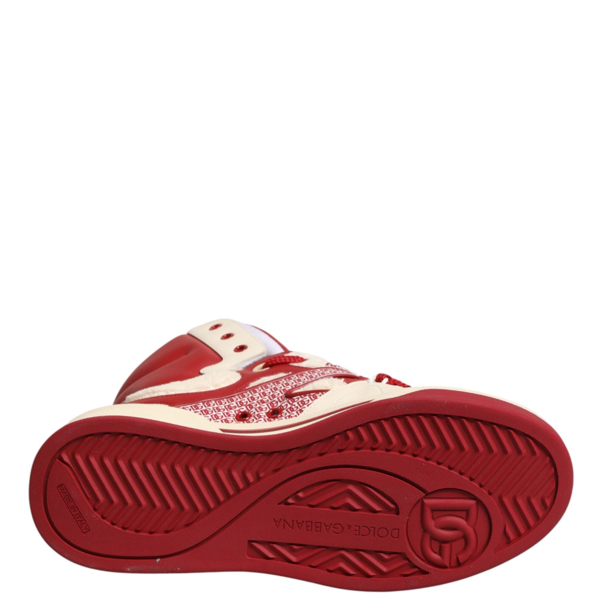 Dolce & Gabbana White Red Custom 2.Zero High Top Men Sneakers Shoes