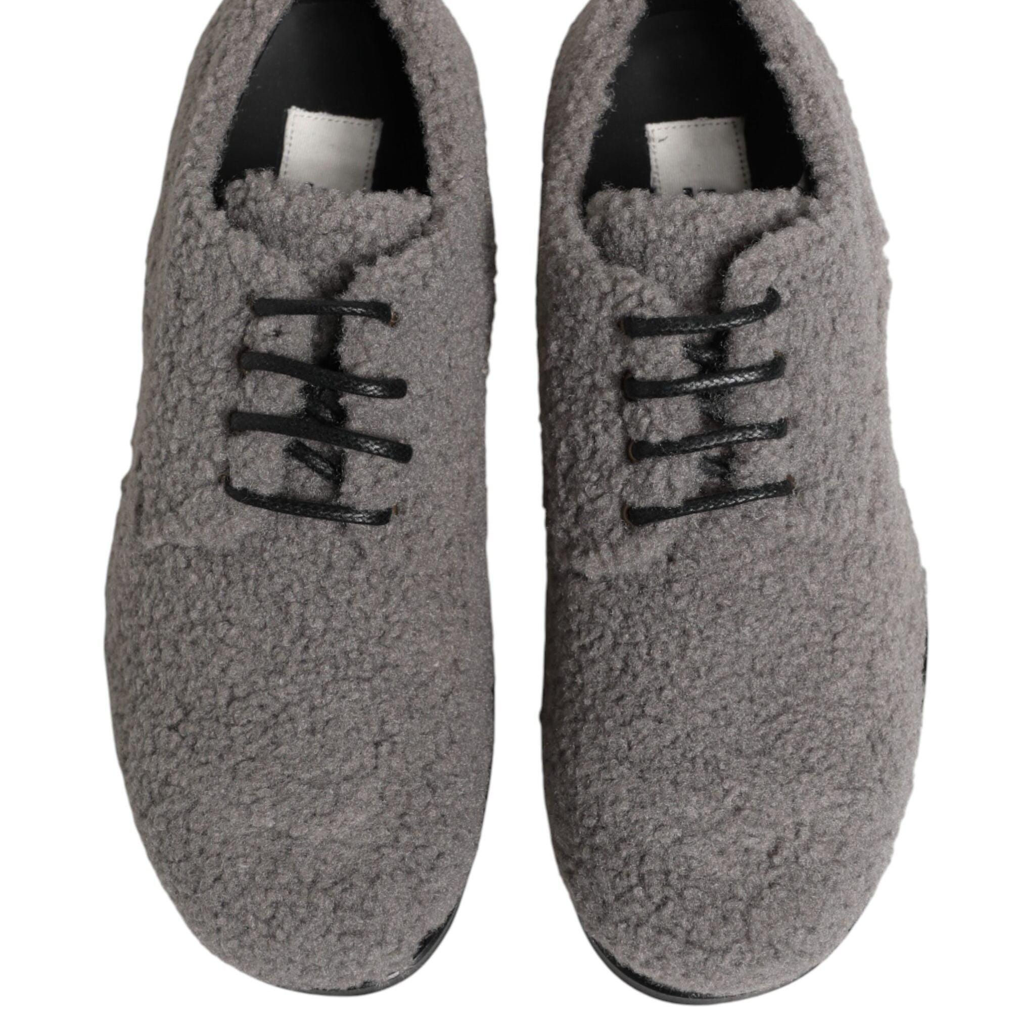 Dolce & Gabbana Gray Fleece Lace Up Men Derby Dress Shoes