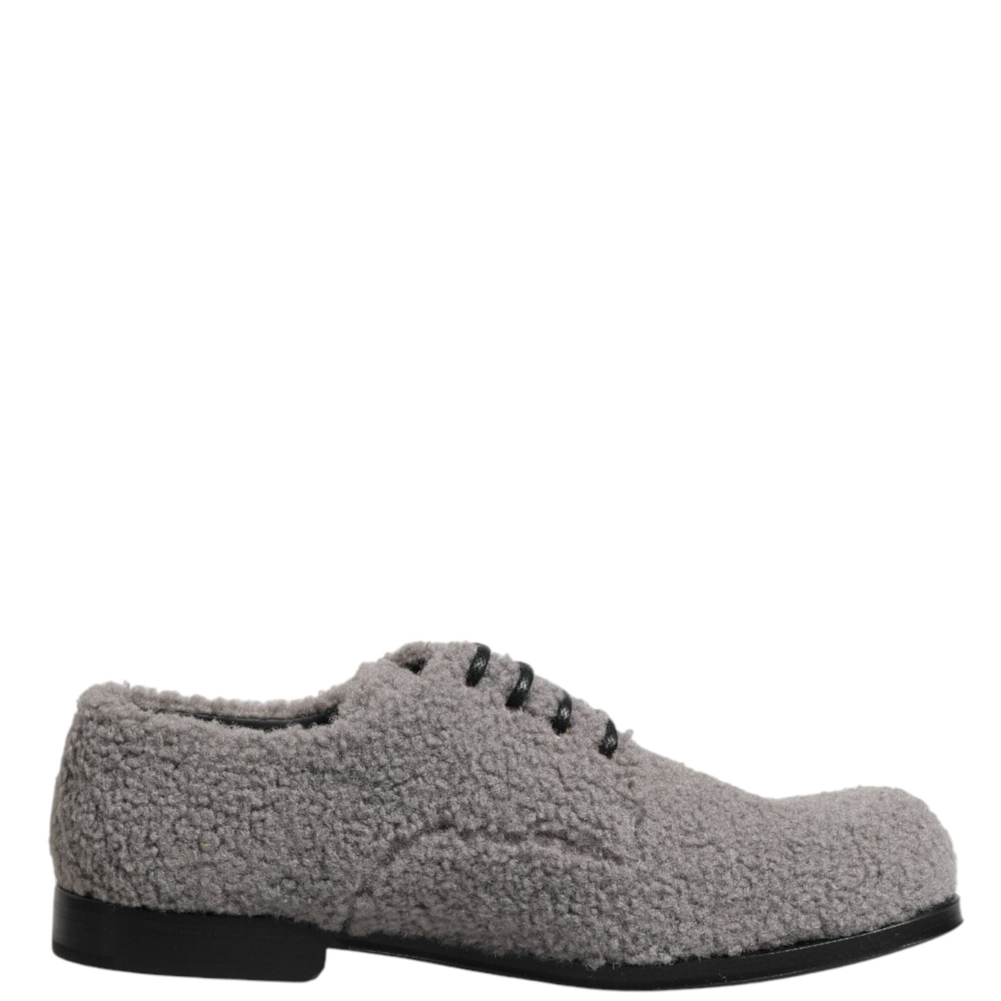 Dolce & Gabbana Gray Fleece Lace Up Men Derby Dress Shoes