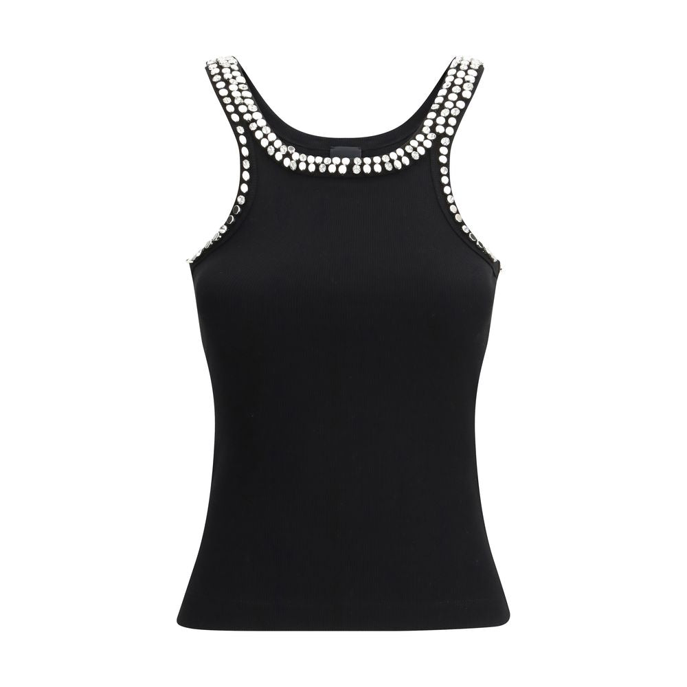 PINKO Black Cotton Sleeveles T-Shirt