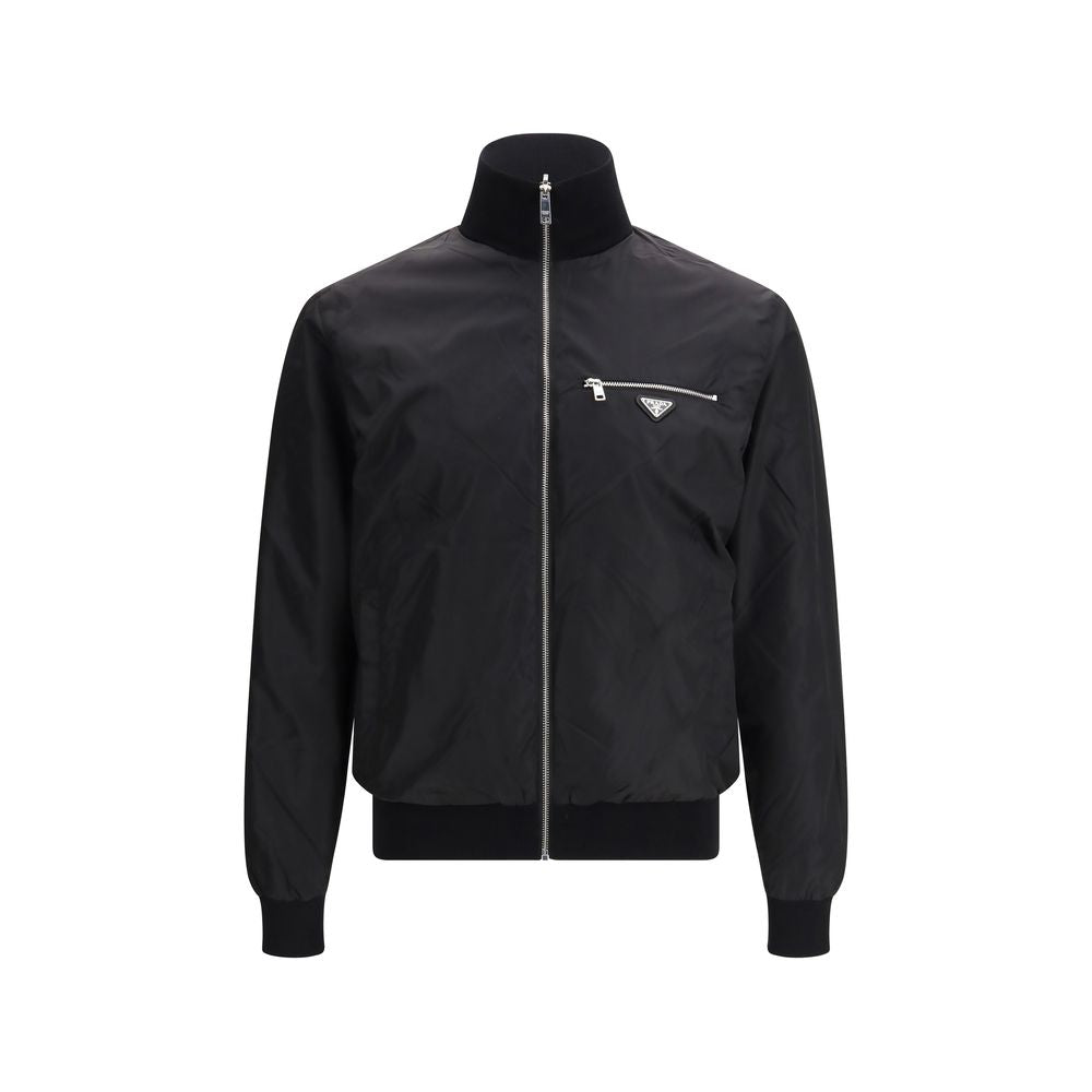 Prada Black Fleece Wool Shell Jacket