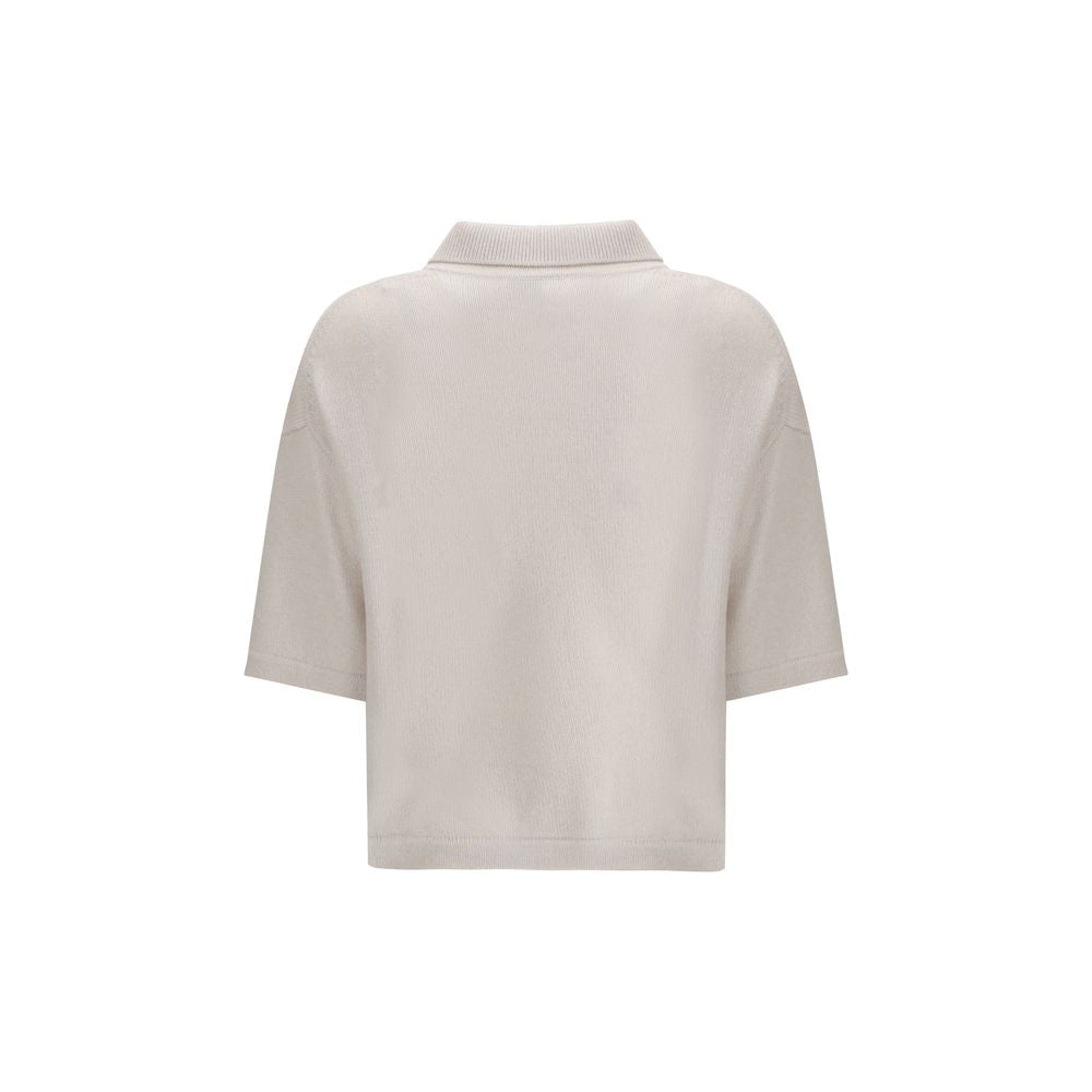 Allude Beige Cashmere Polo Shirt