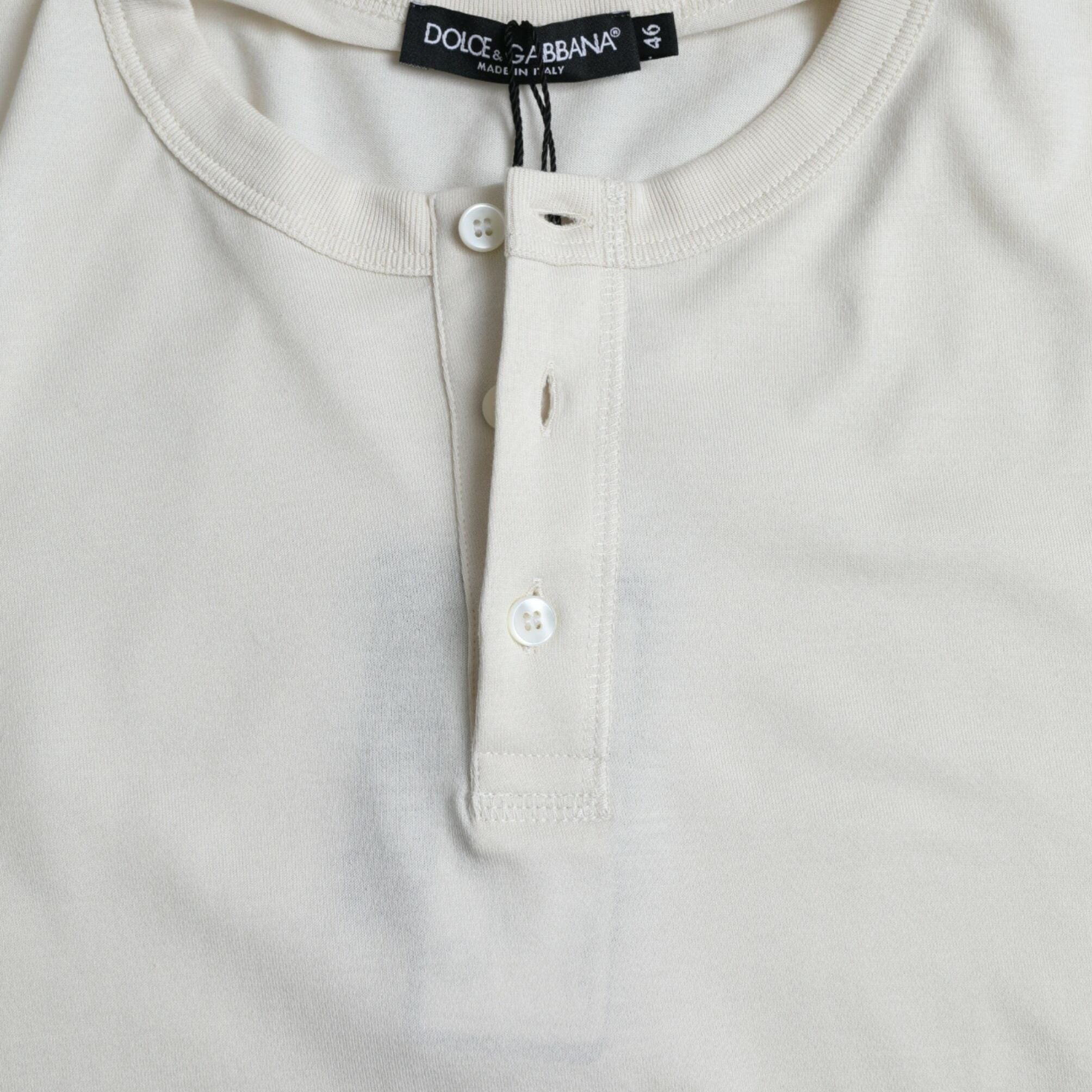 Dolce & Gabbana White Cotton Long Sleeve T-Shirt