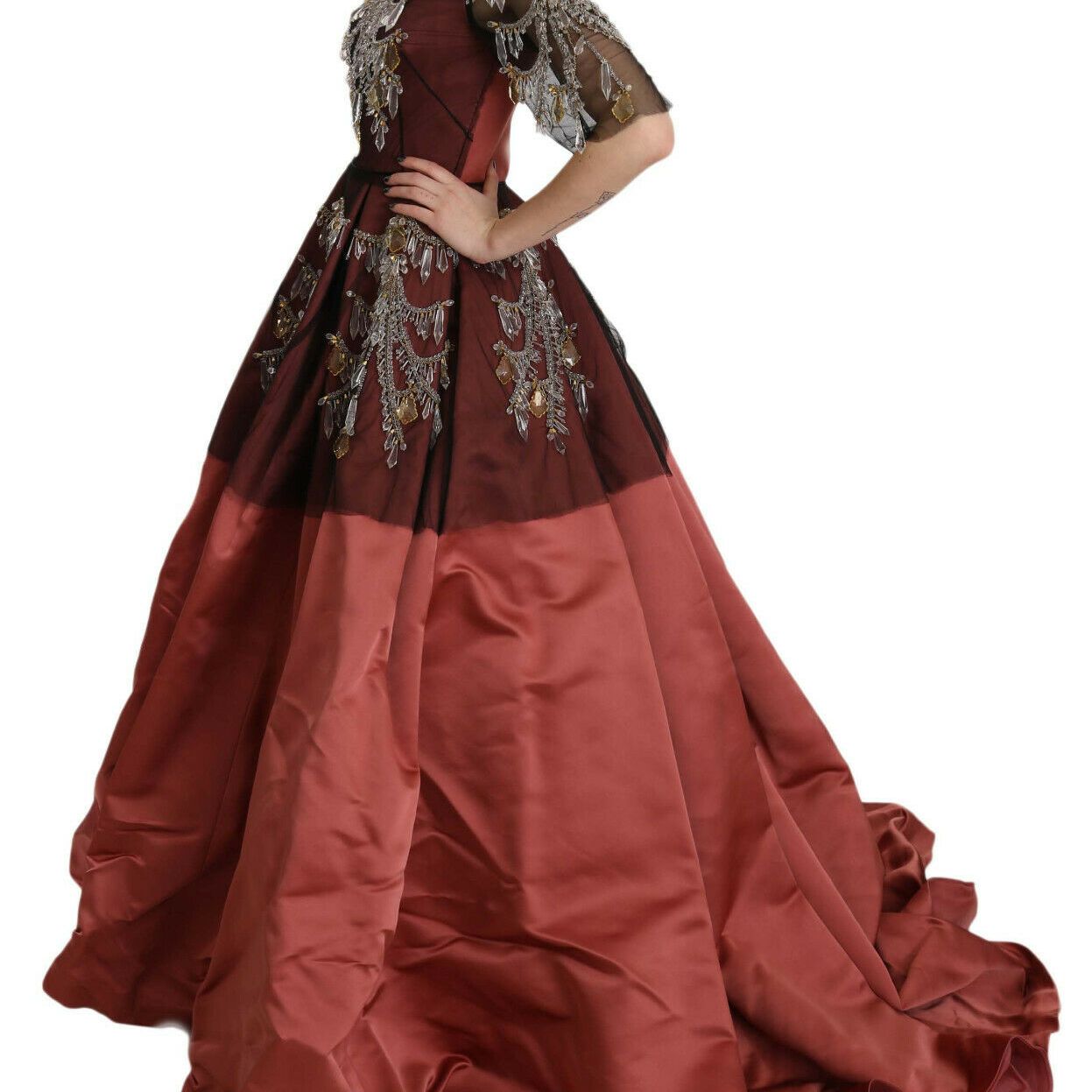 Dolce & Gabbana Crystal Chandelier Silk Princess Gown Dress