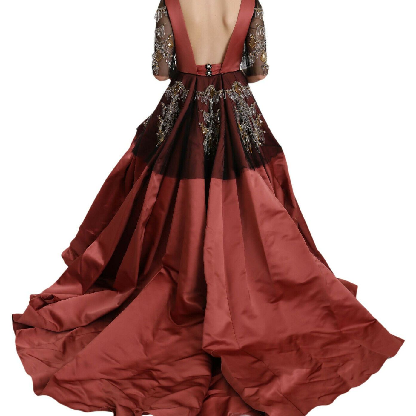 Dolce & Gabbana Crystal Chandelier Silk Princess Gown Dress