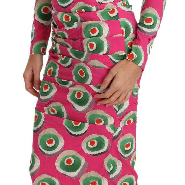 Dolce & Gabbana Pink Silk Cup Cake Sheath Stretch Dress