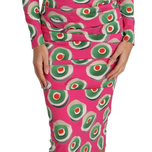 Dolce & Gabbana Pink Silk Cup Cake Sheath Stretch Dress