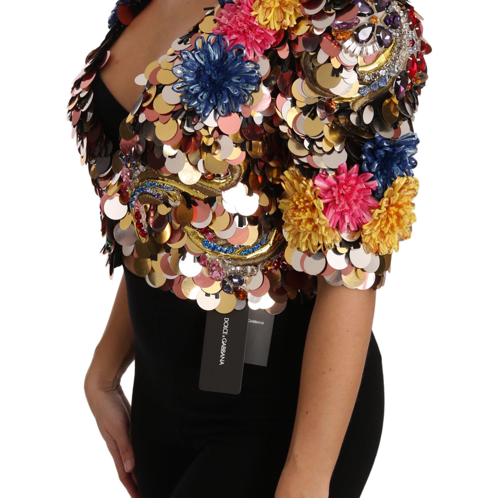 Dolce & Gabbana Crystal Sequined Floral Jacket Coat