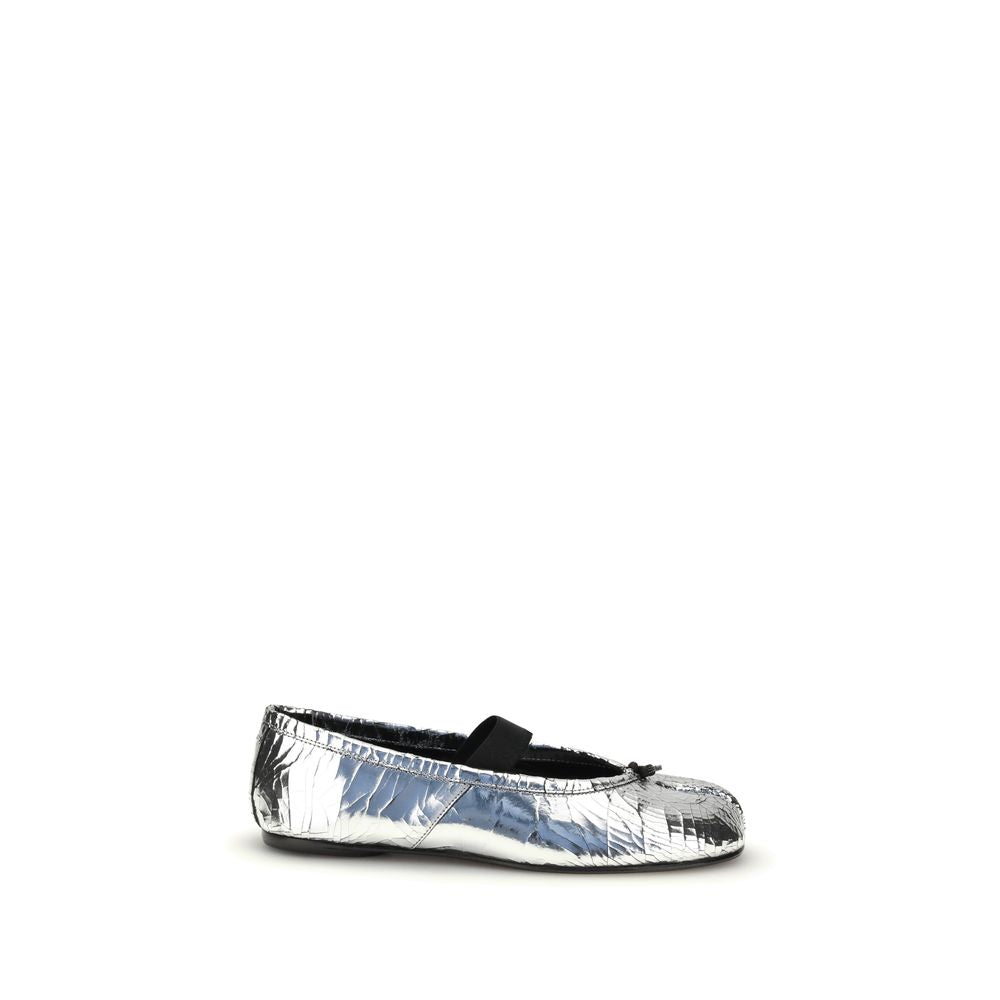Margiela Silver Calf Leather Bos Taurus Ballet Flats
