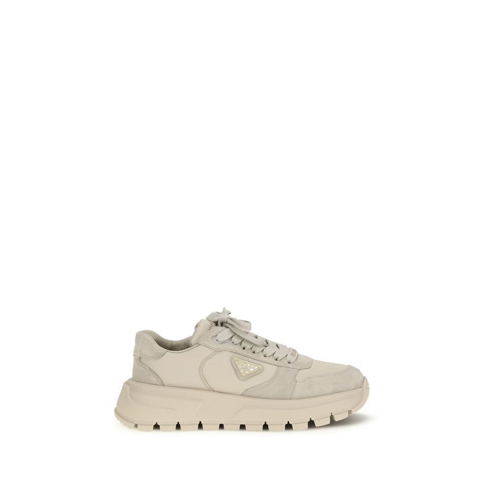 Prada Beige Calf Leather Bos Taurus Athletic Sneakers