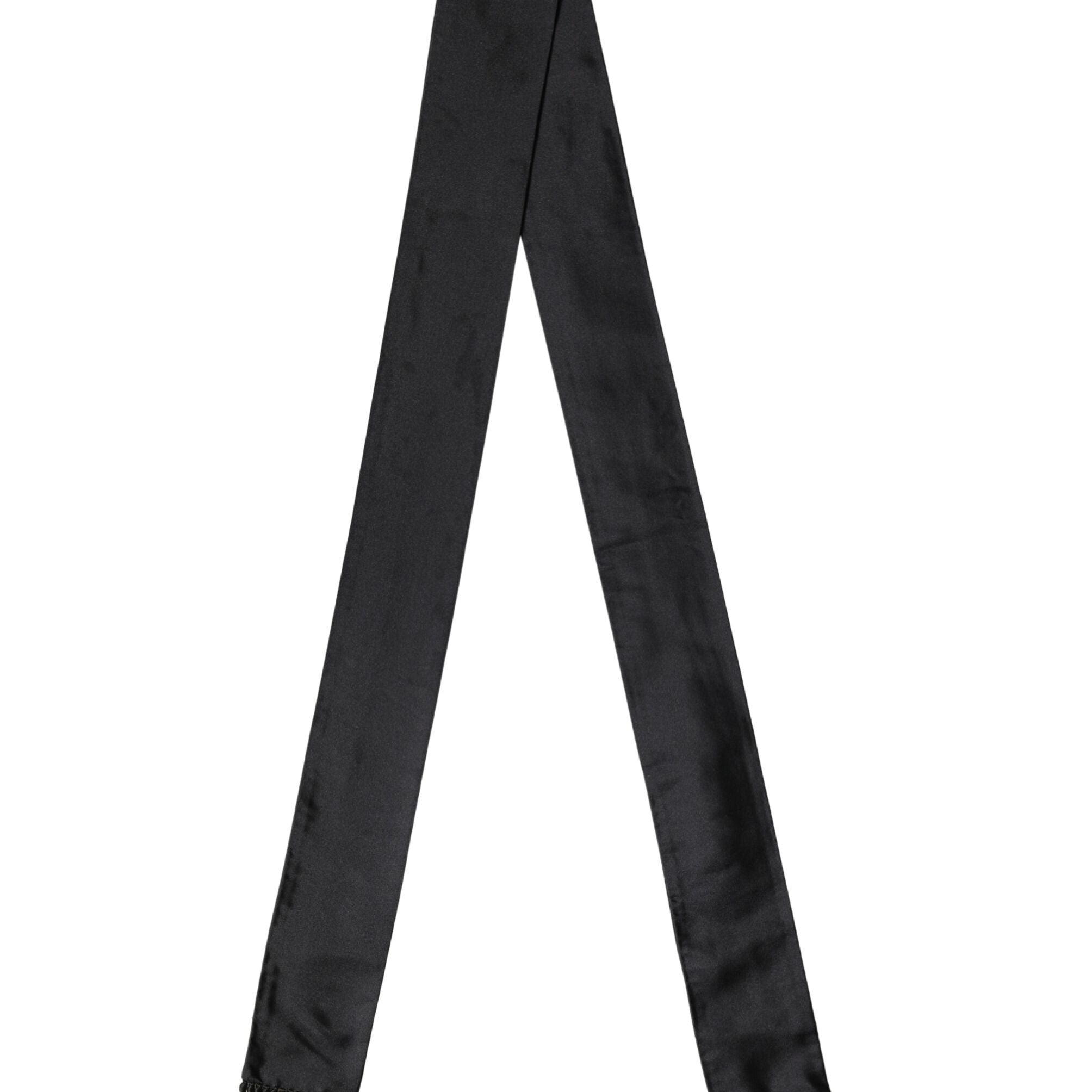 Dolce & Gabbana Black Silk Fringe Neck Wrap Foulard 160.5cm x 8cm Scarf