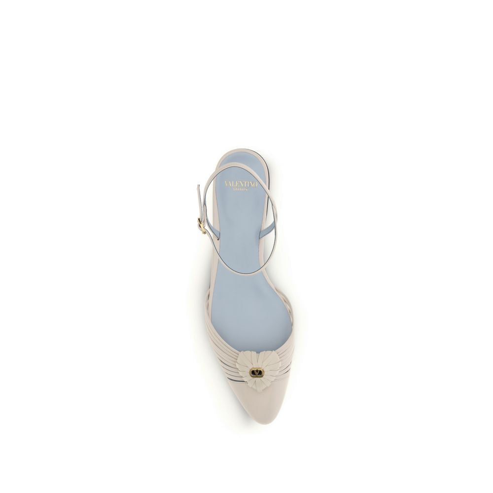 Valentino Garavani Beige Goatskin Flat Sandals