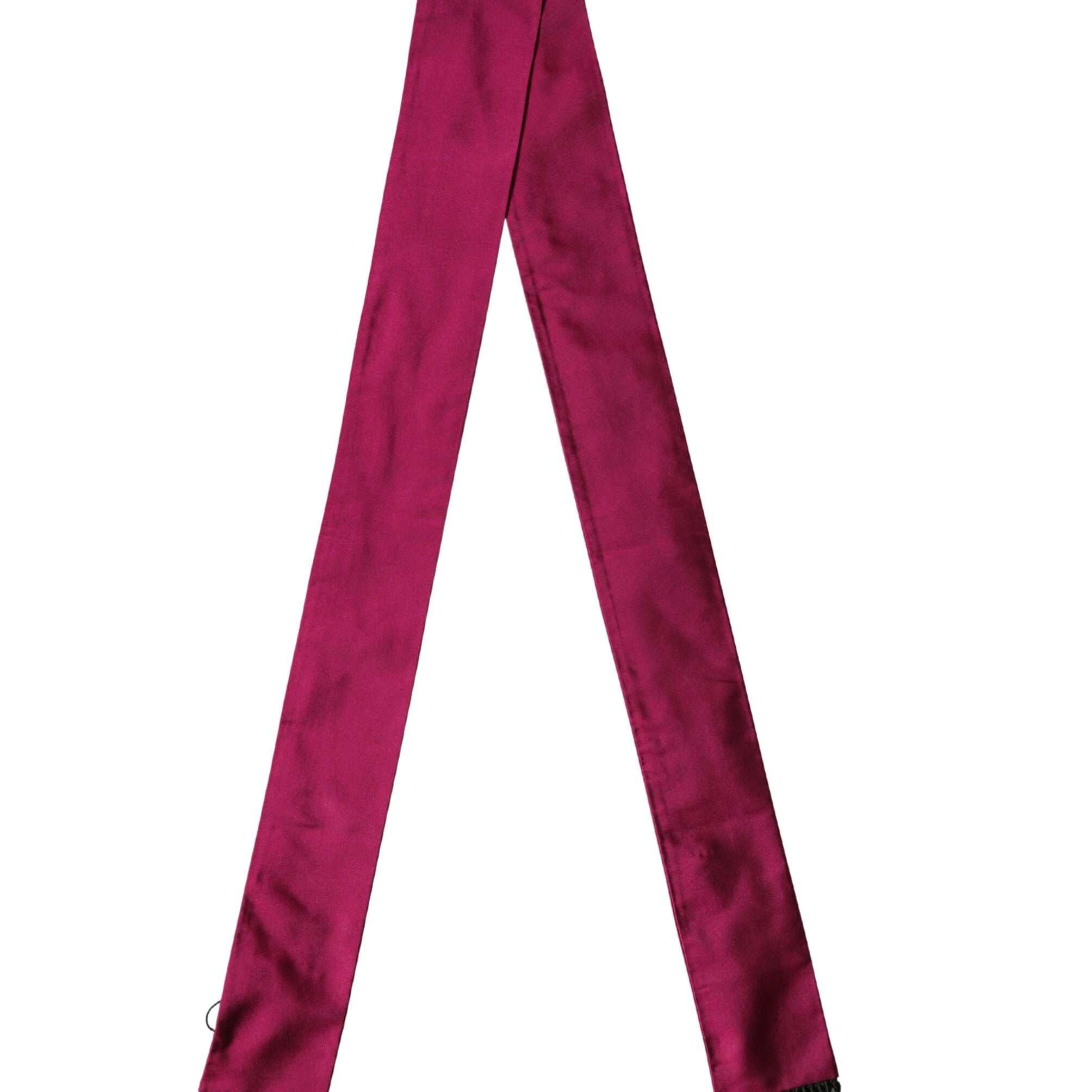 Dolce & Gabbana Burgundy Silk Fringe Neck Wrap Foulard 160.5cm x 8cm Scarf