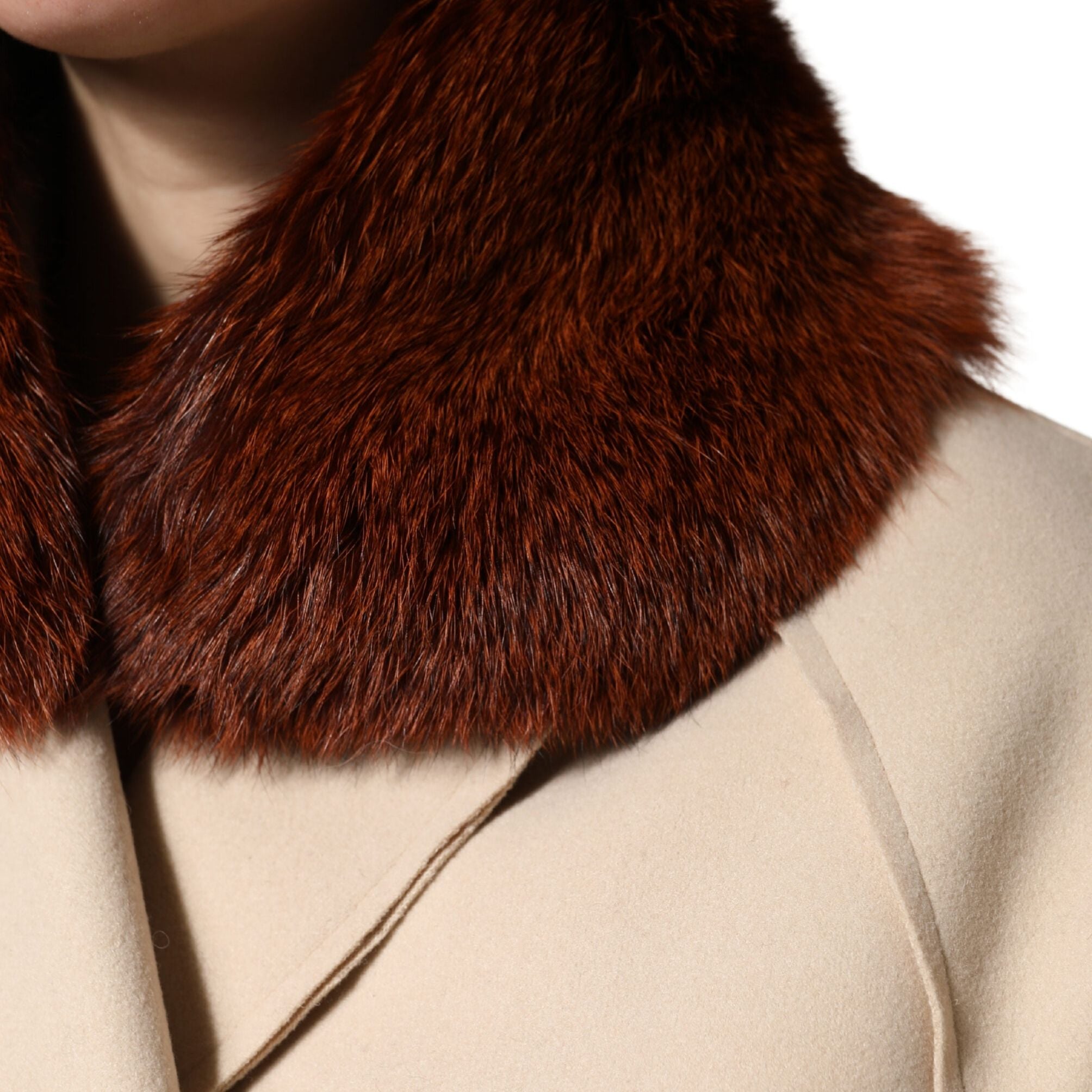 Dolce & Gabbana Brown Mink Fur Collar Women Neck Wrap 60cm x 14cm Scarf