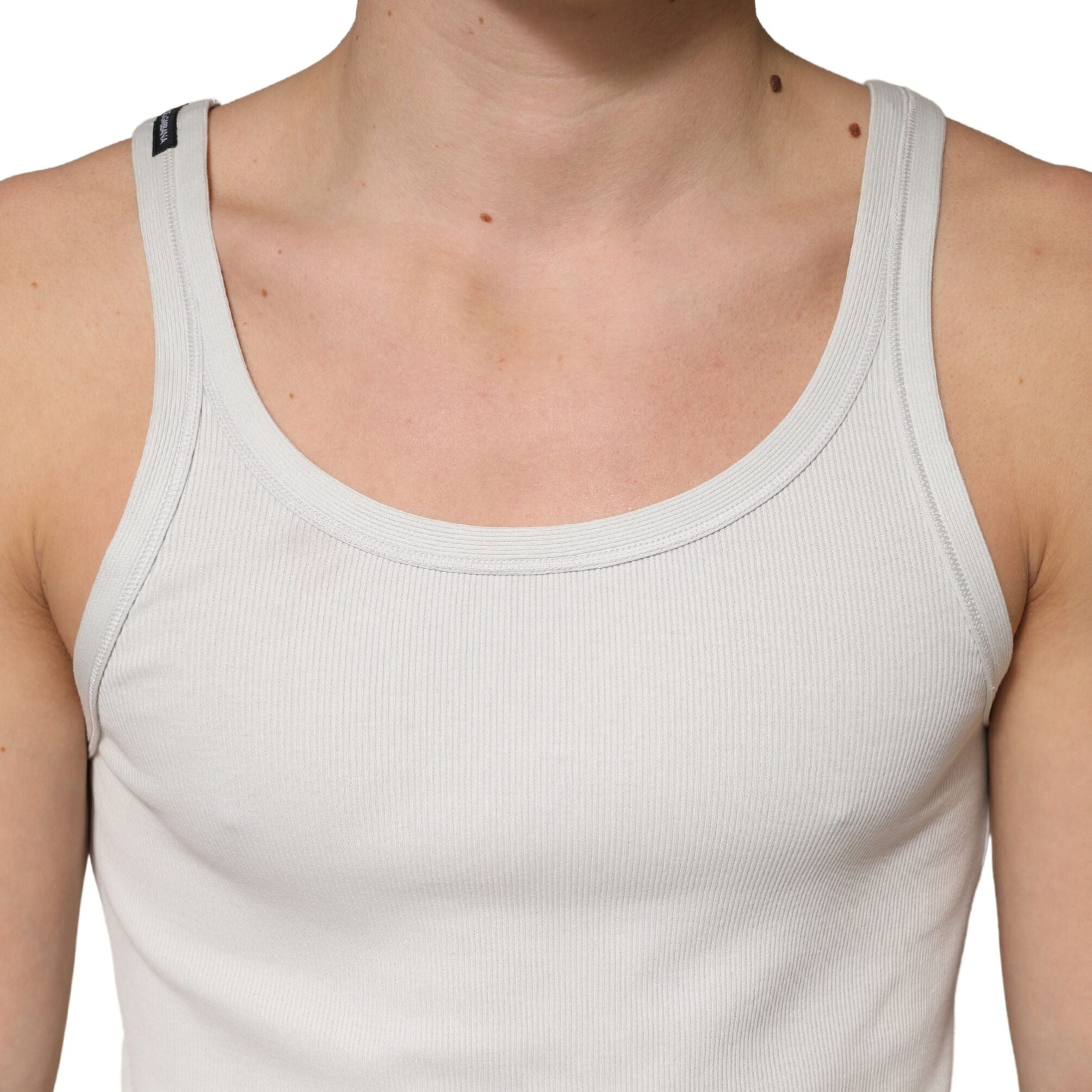 Dolce & Gabbana Gray Cotton Ribbed Sleeveless Tank Top T-shirt