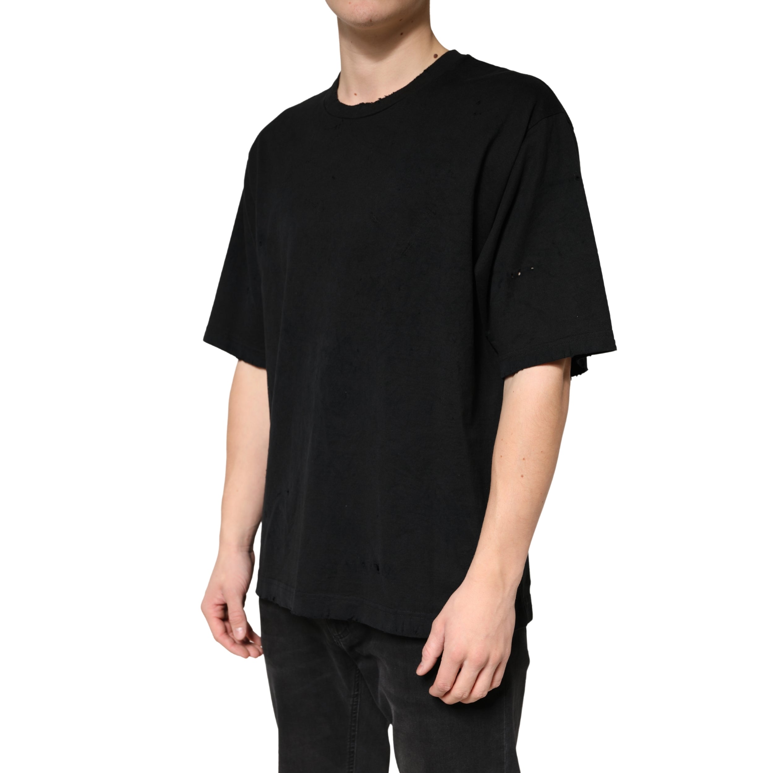 Dolce & Gabbana Black Cotton Crewneck Short Sleeve T-Shirt