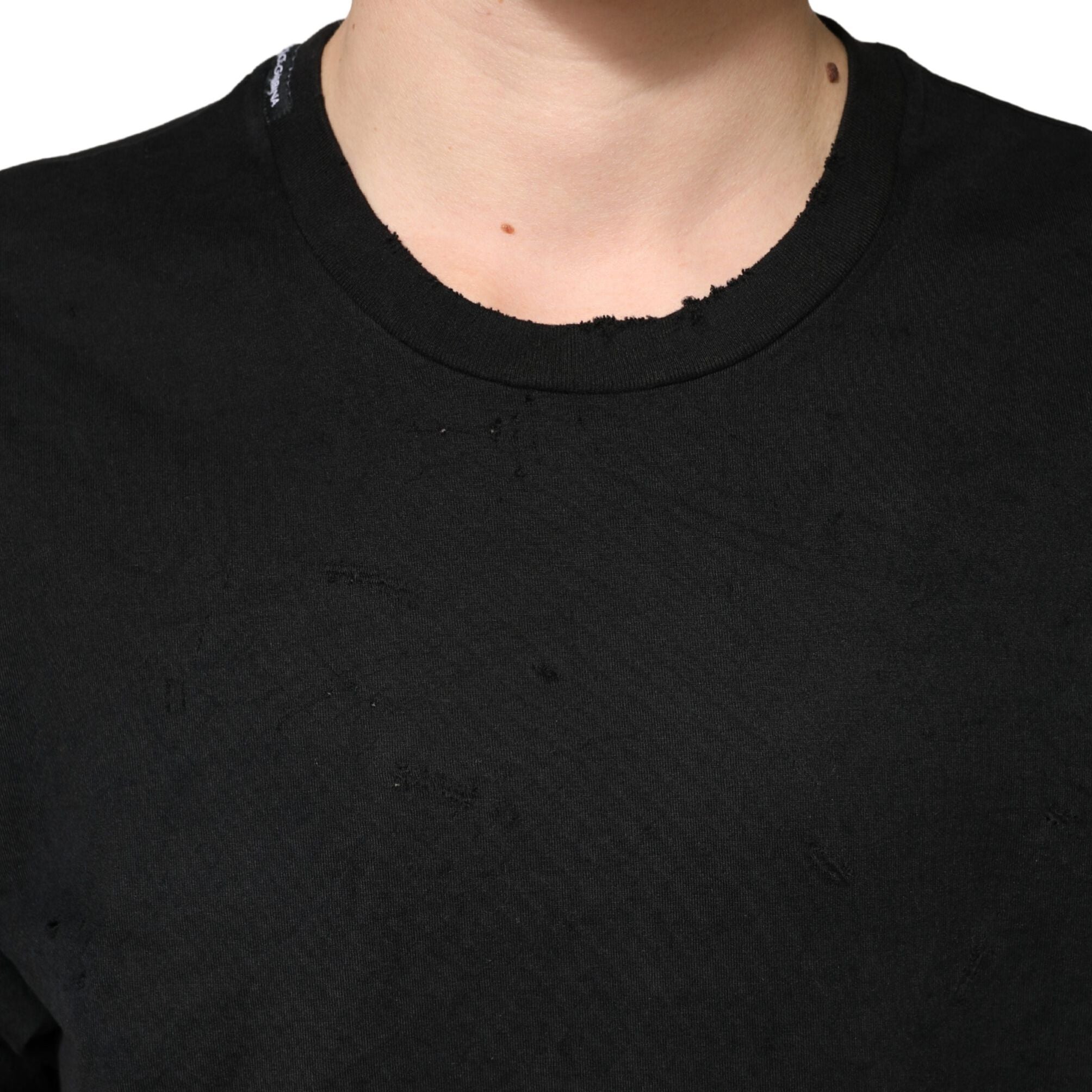 Dolce & Gabbana Black Cotton Crewneck Short Sleeve T-Shirt
