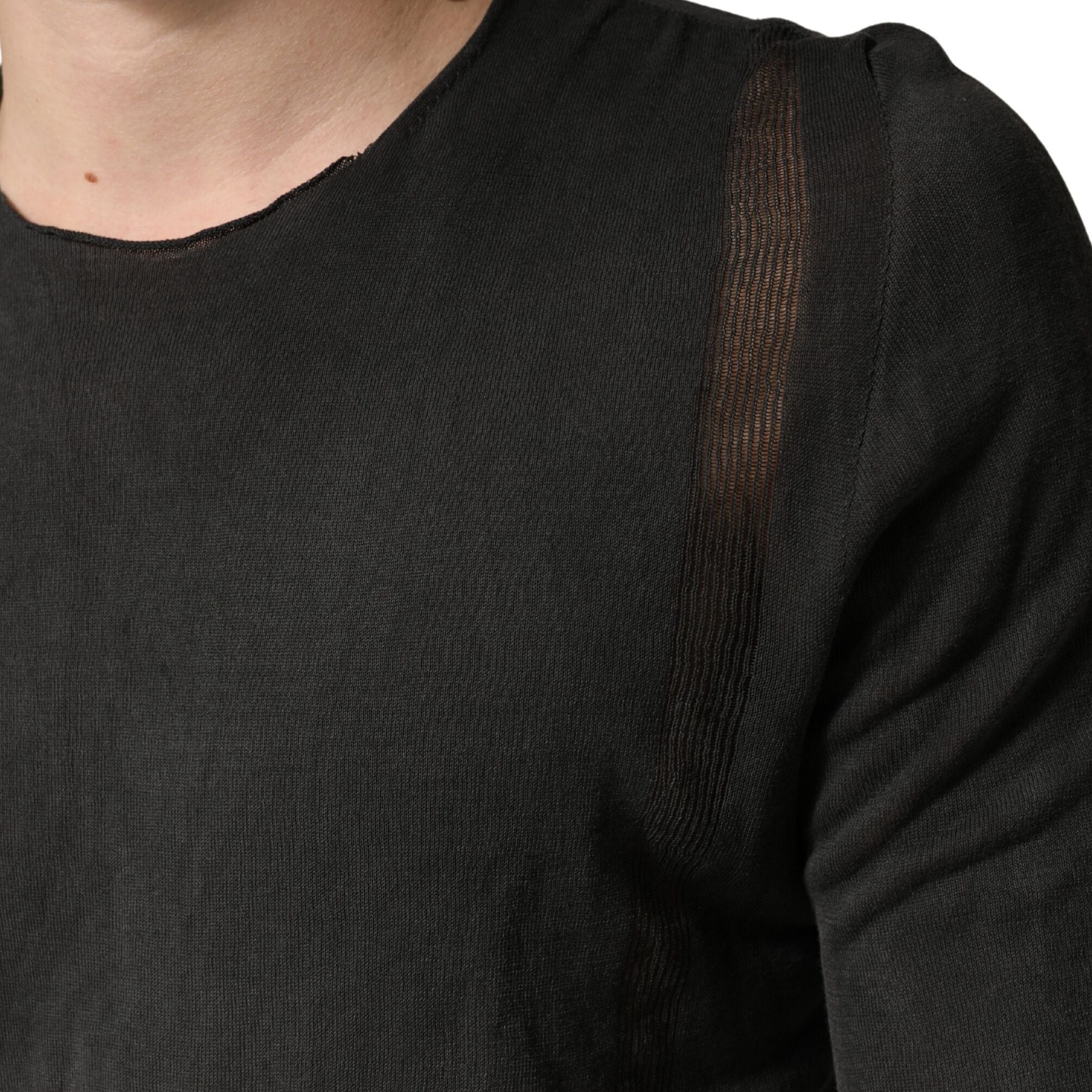 Dolce & Gabbana Dark Grey Cotton Crewneck Short Sleeve