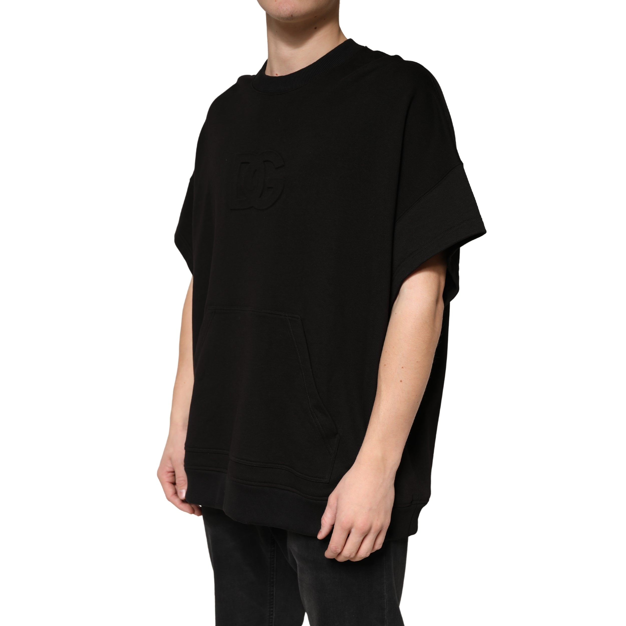 Dolce & Gabbana Black Cotton Crewneck Short Sleeve T-Shirt
