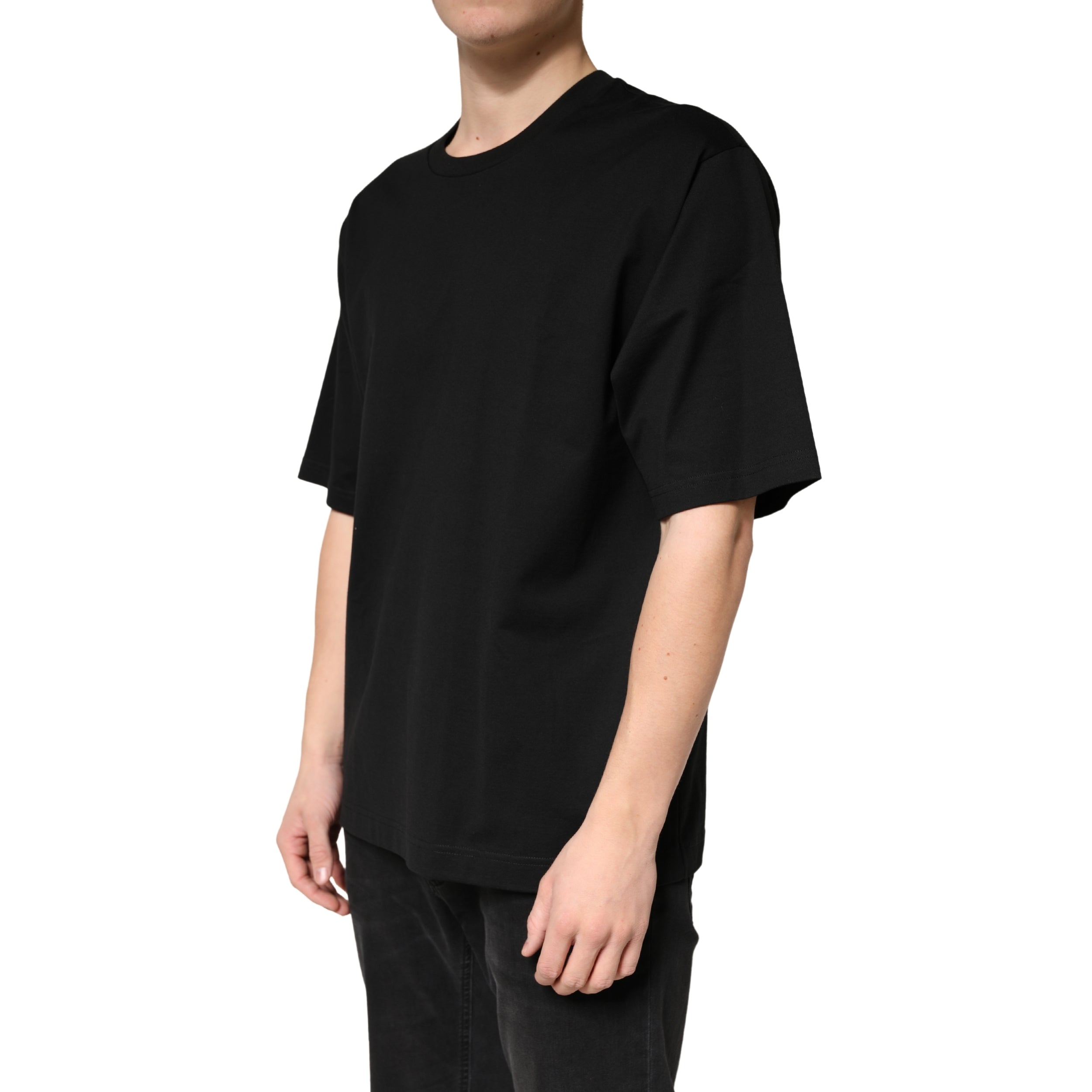 Dolce & Gabbana Black Cotton Crewneck Short Sleeve T-Shirt