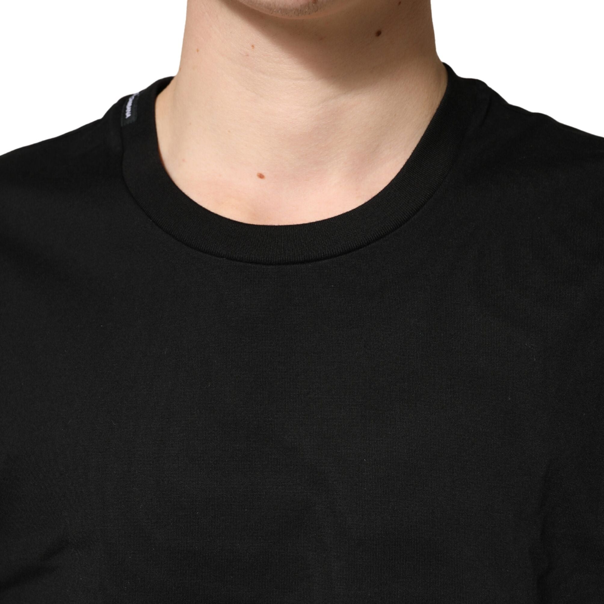 Dolce & Gabbana Black Cotton Crewneck Short Sleeve T-Shirt