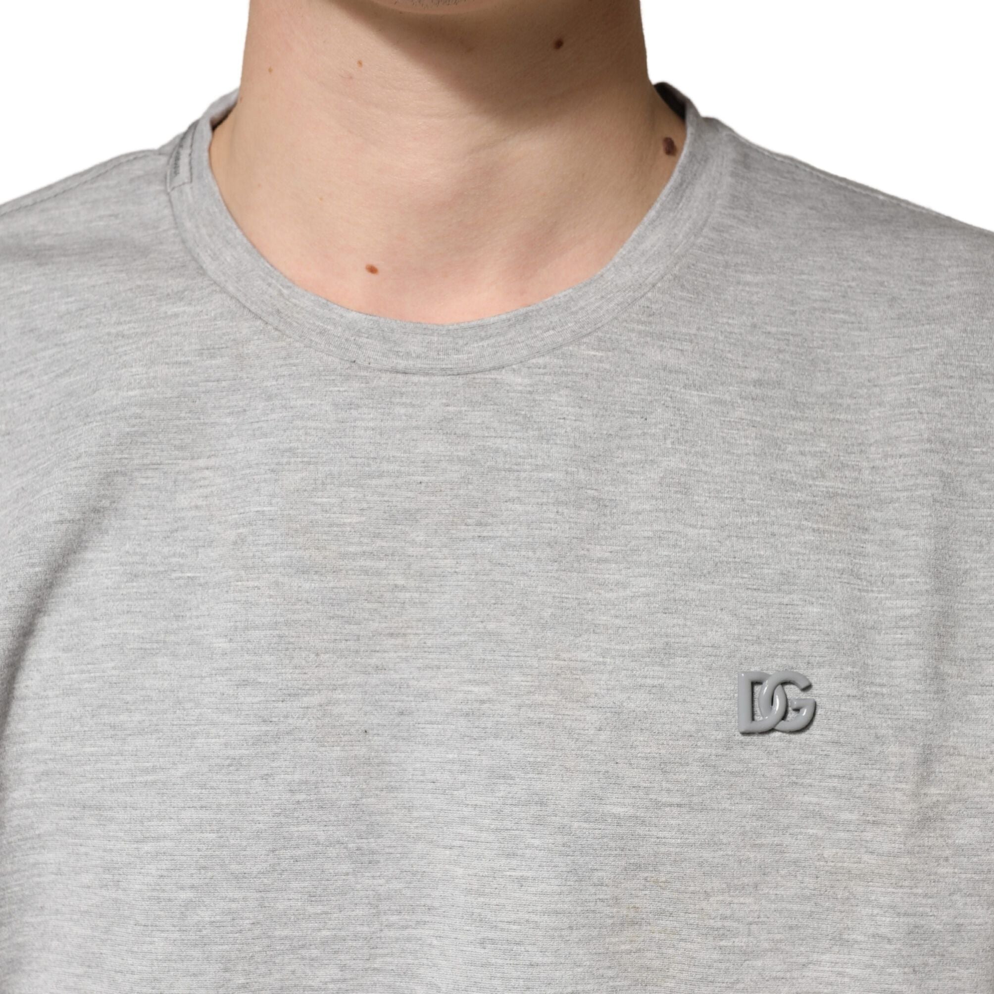 Dolce & Gabbana Grey Cotton Crewneck Short Sleeve T-Shirt