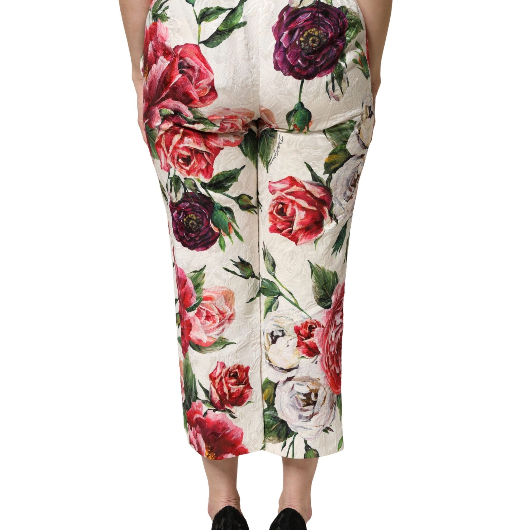 Dolce & Gabbana Multicolor Rose Floral Cropped Trousers Pants
