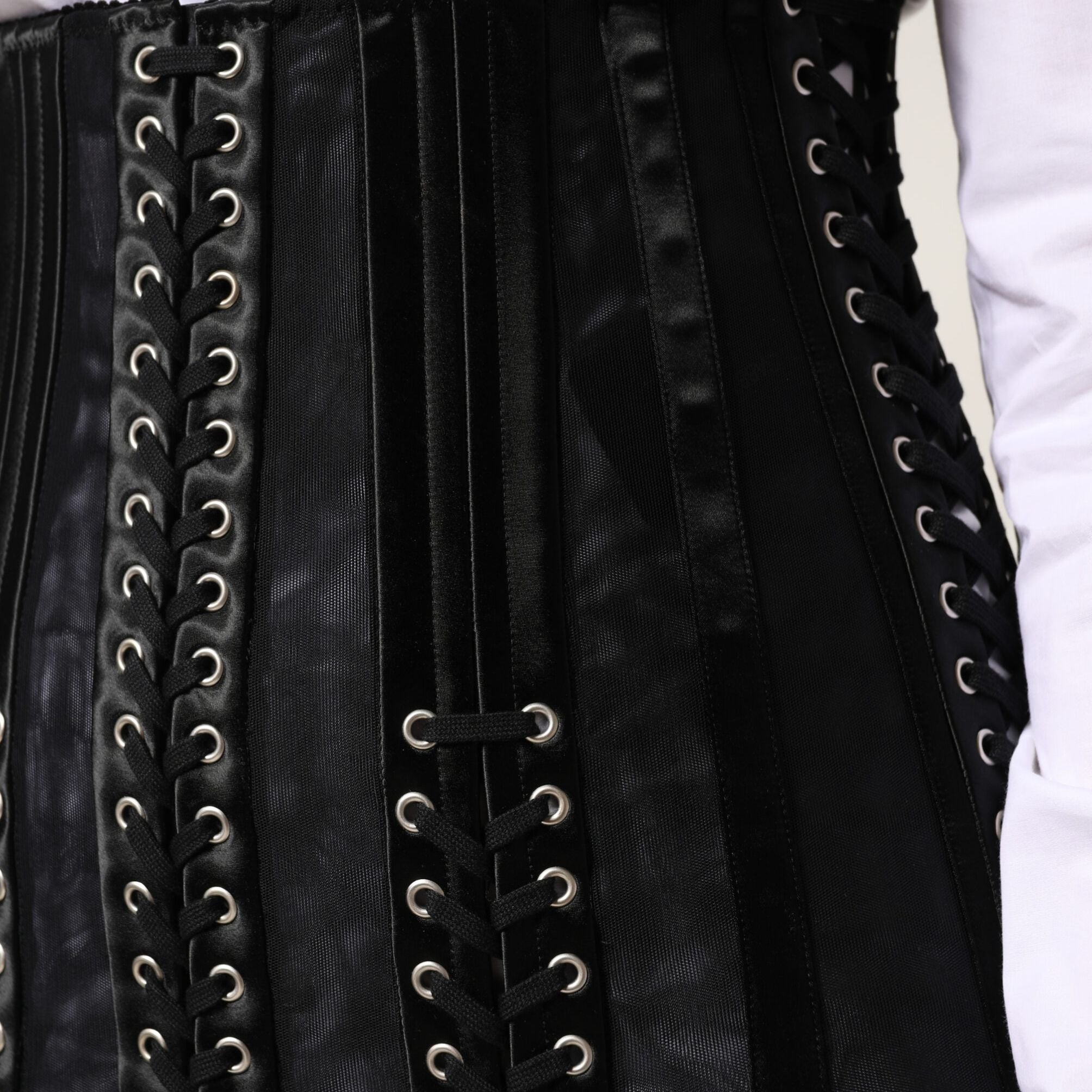 Dolce & Gabbana Black Lace-Up Waist Cincher Bustier Corset Top