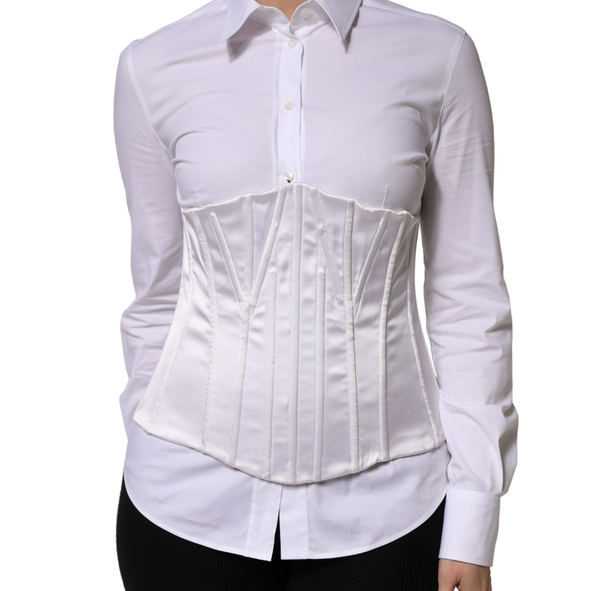 Dolce & Gabbana White Polyamide Waist Cincher Bustier Corset Top