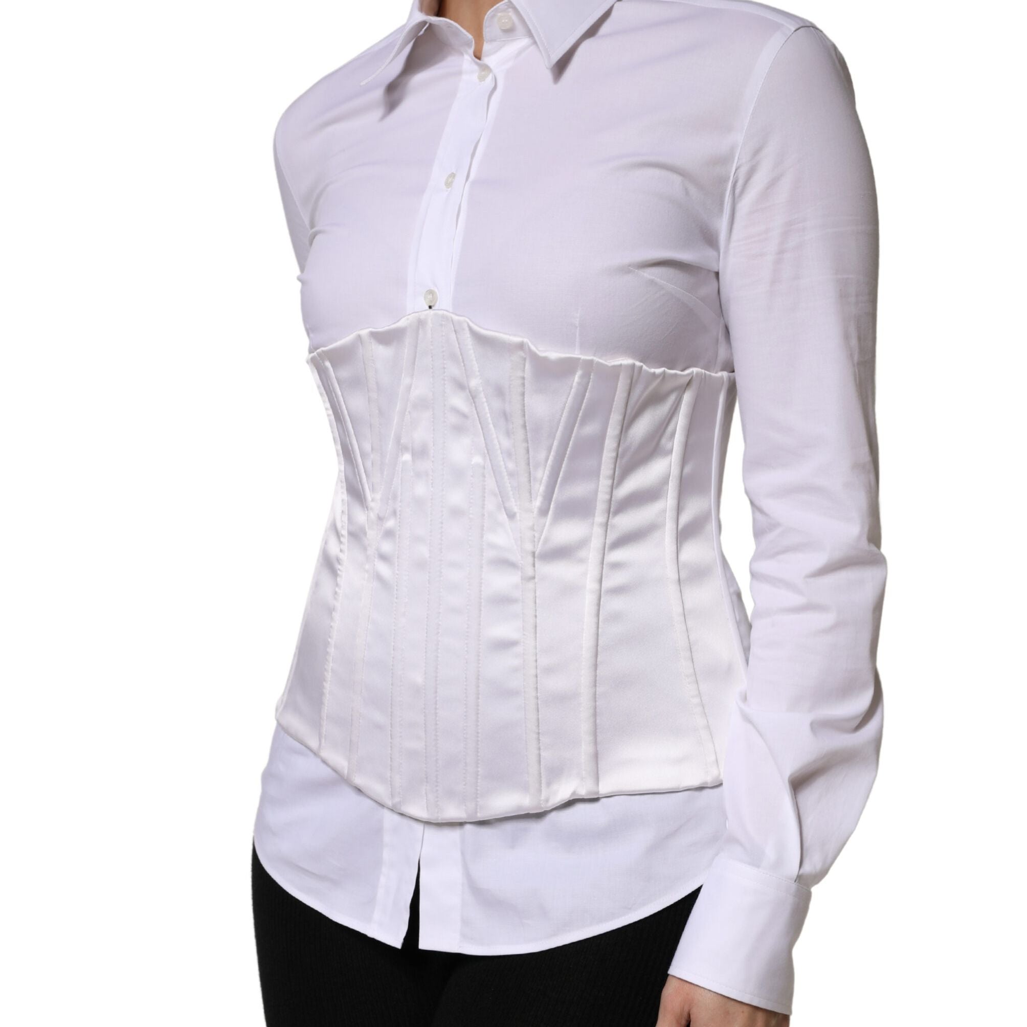 Dolce & Gabbana White Polyamide Waist Cincher Bustier Corset Top