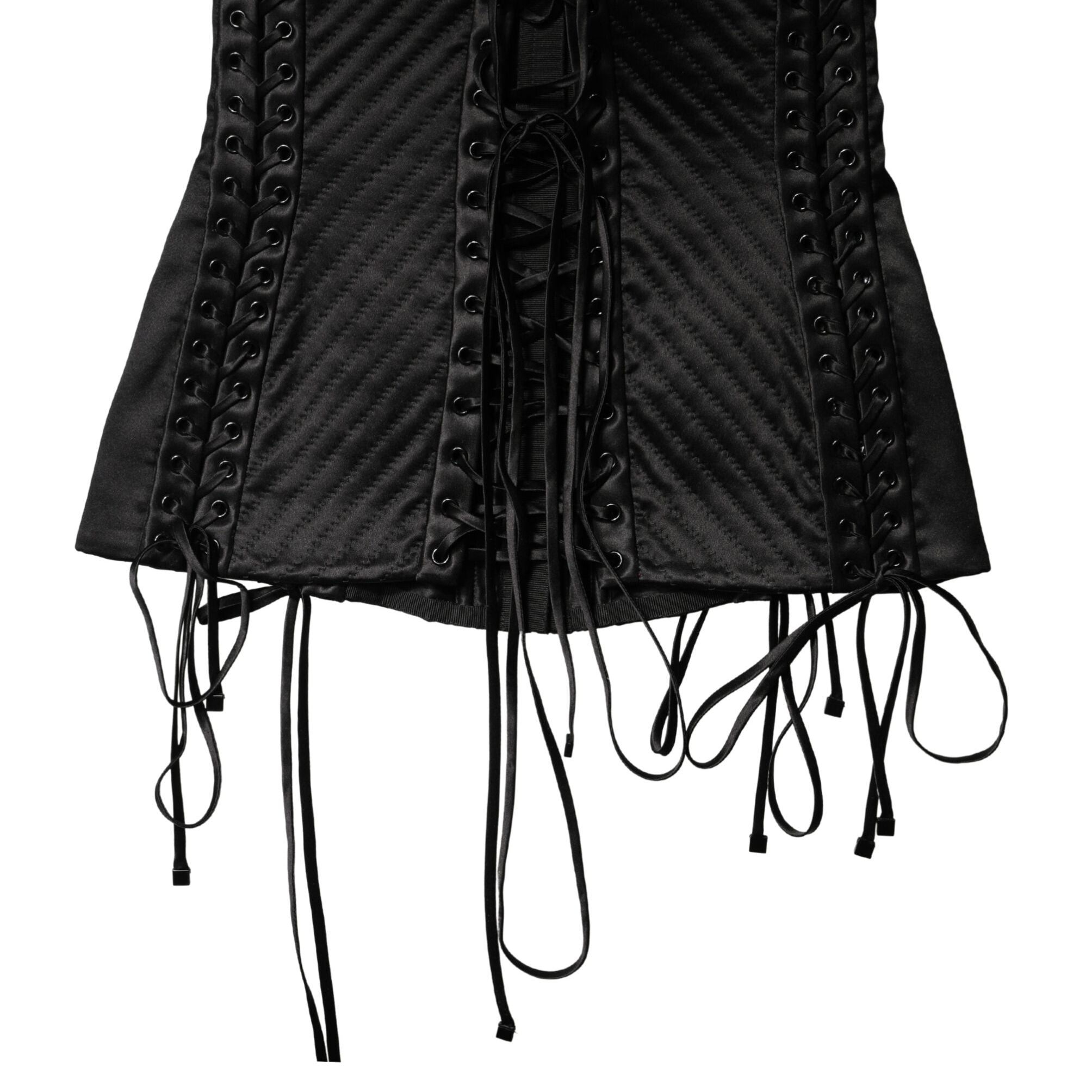 Dolce & Gabbana Black Silk Lace-Up Waist Cincher Corset Top