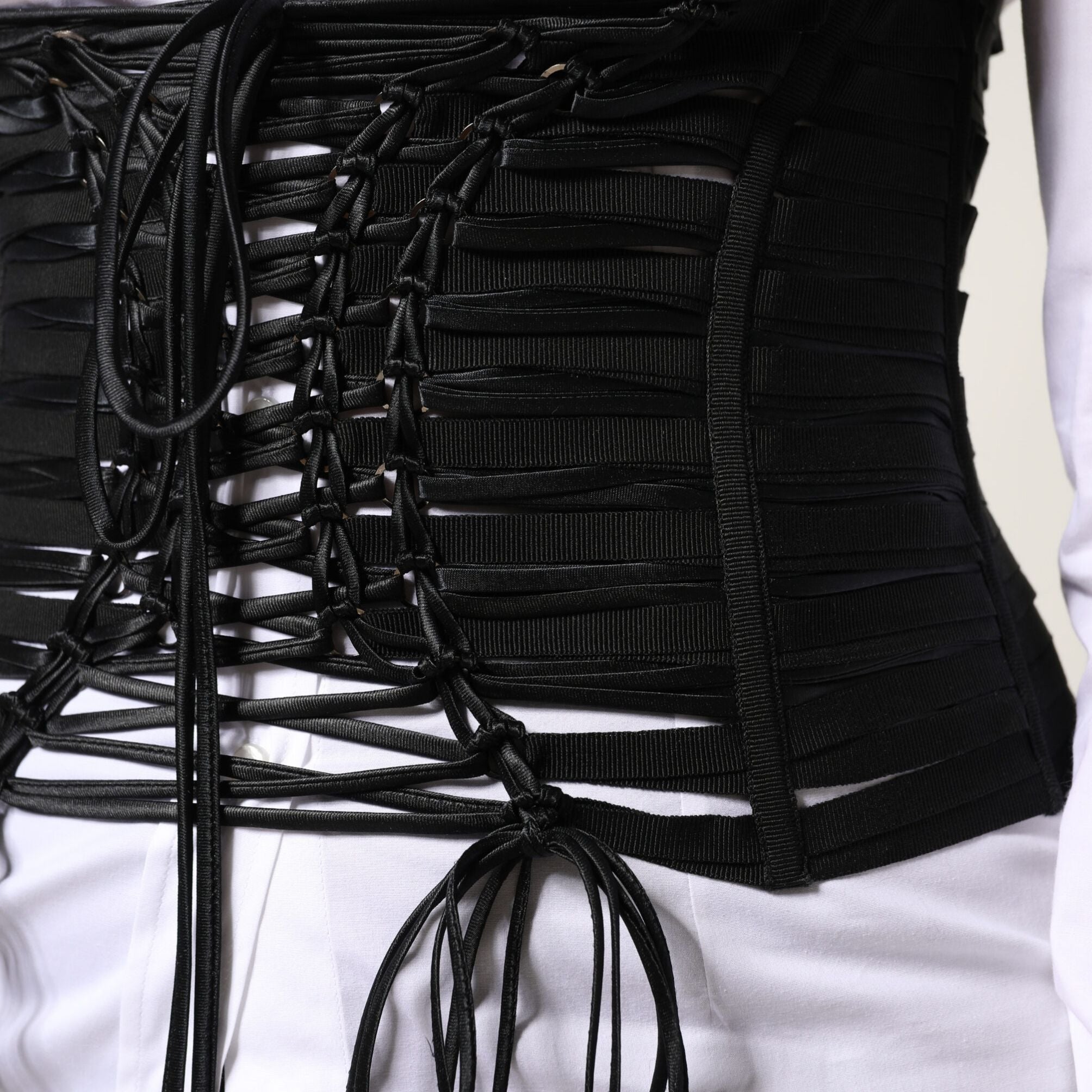 Dolce & Gabbana Black Polyester LaceUp Waist Cincher Corset Top