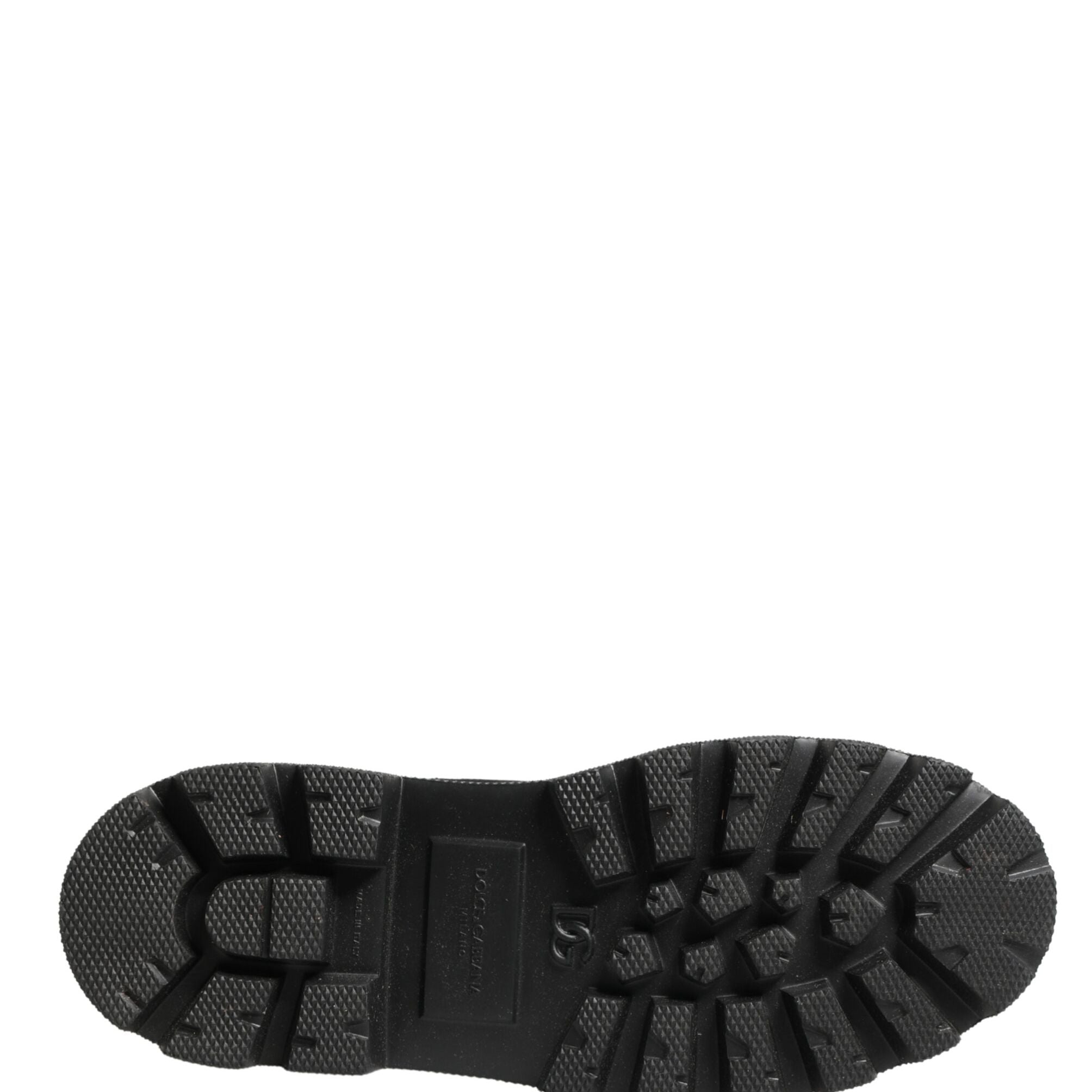 Dolce & Gabbana Black Leather Trek Sole Combat Boots Shoes