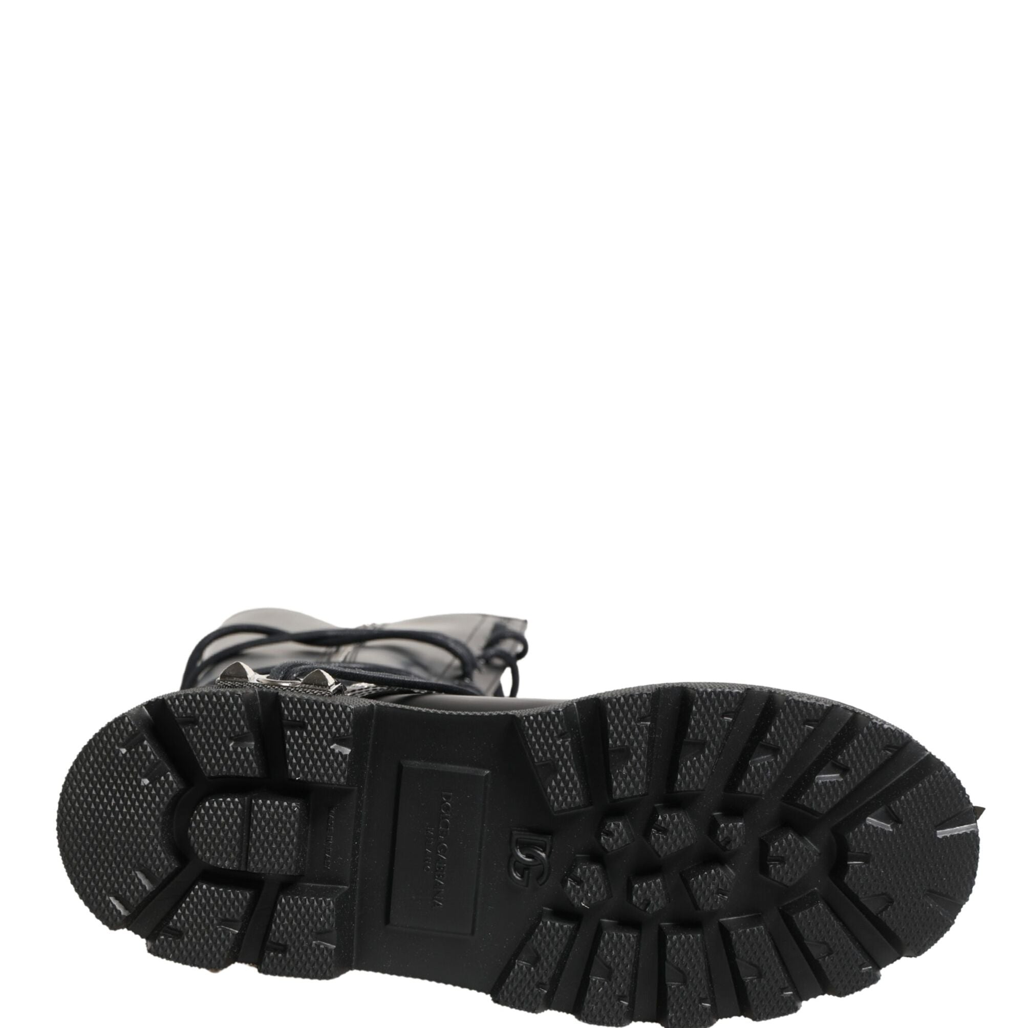Dolce & Gabbana Black Leather Knee High Combat Boots Shoes