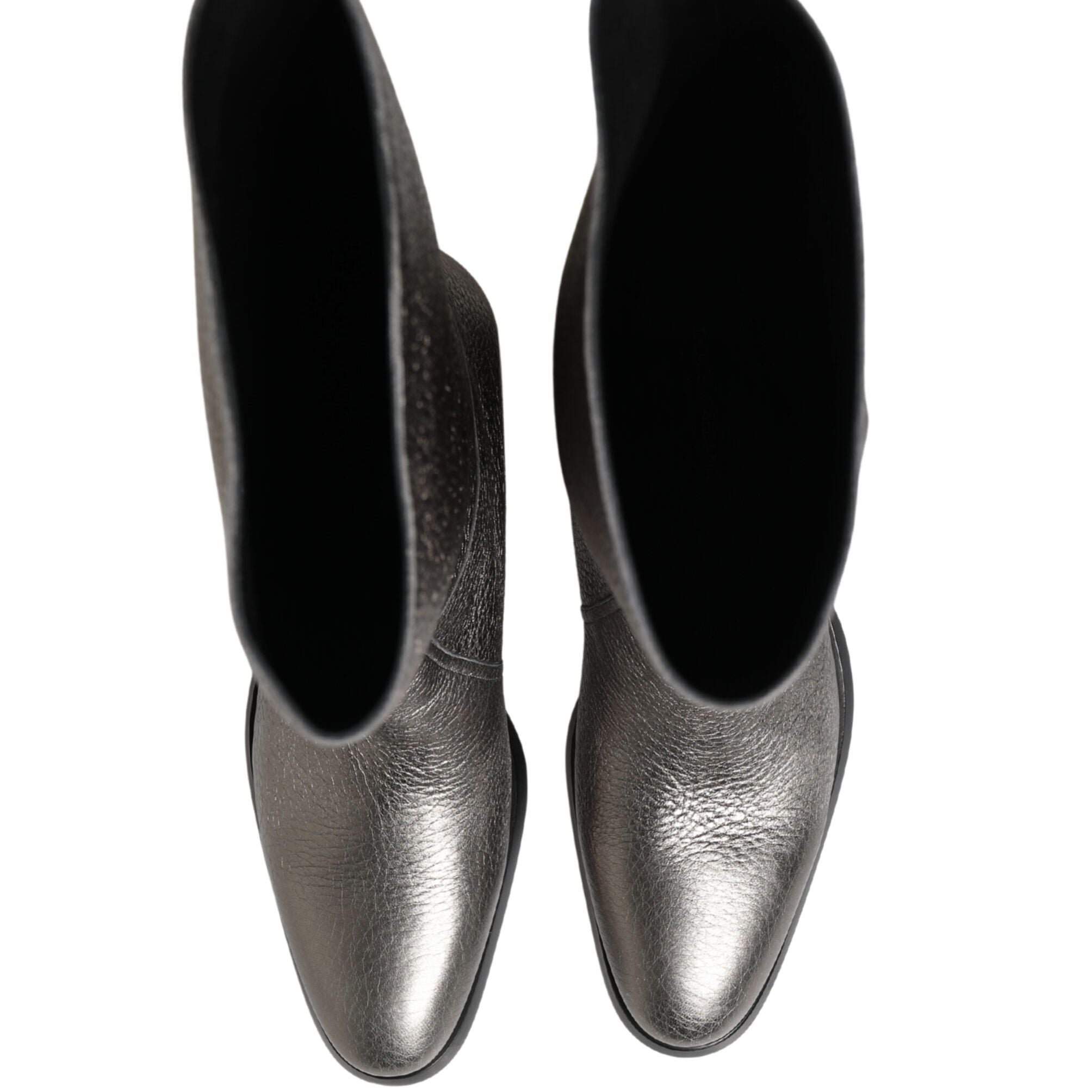 Dolce & Gabbana Metallic Silver Leather Knee High Boots Shoes