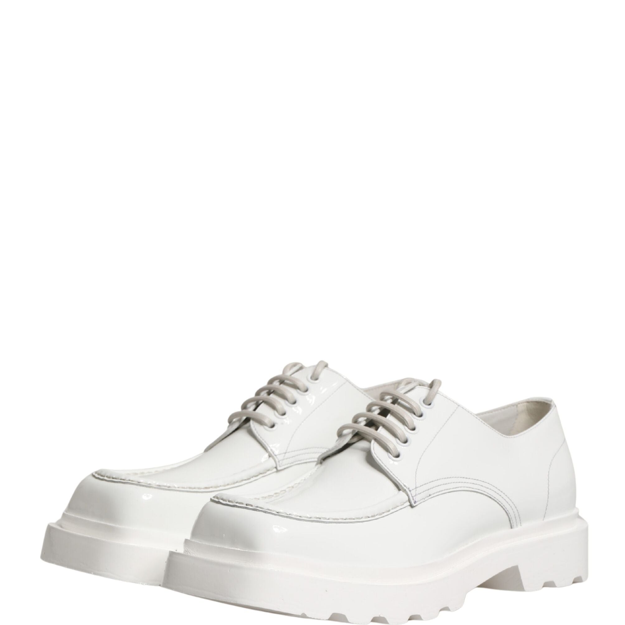 Dolce & Gabbana White Leather Chunky Sole Derby Shoes