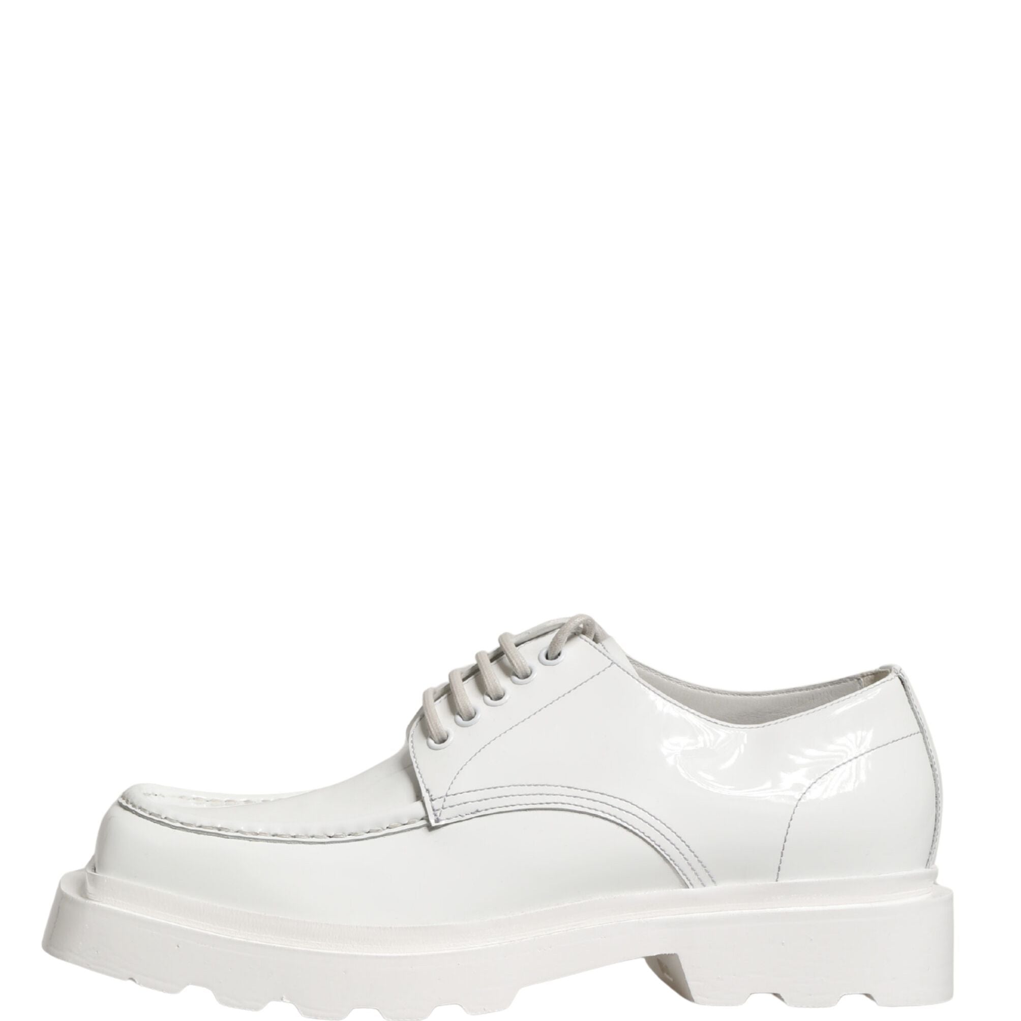 Dolce & Gabbana White Leather Chunky Sole Derby Shoes