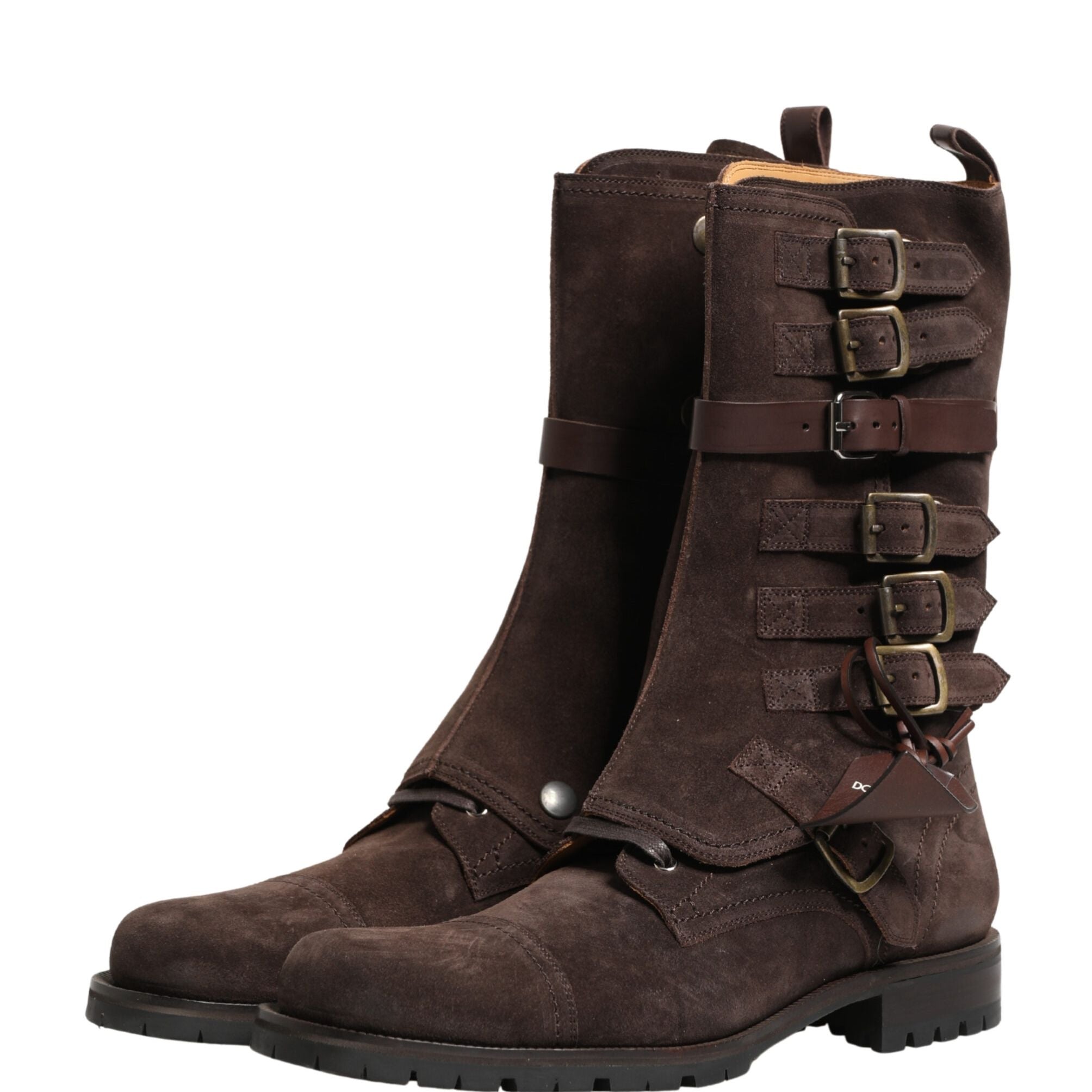 Dolce & Gabbana Brown Suede Leather Combat Ankle Boots Shoes