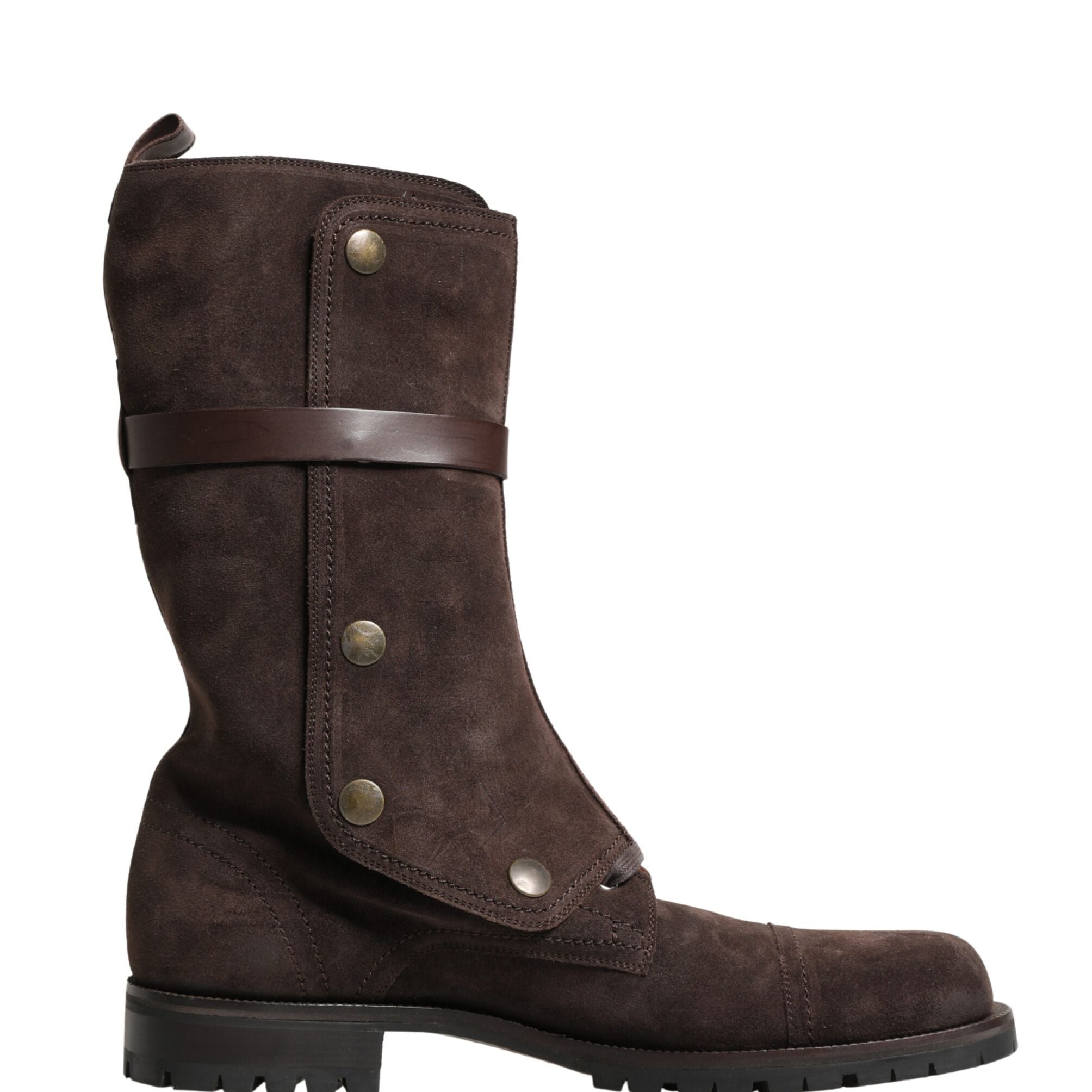 Dolce & Gabbana Brown Suede Leather Combat Ankle Boots Shoes