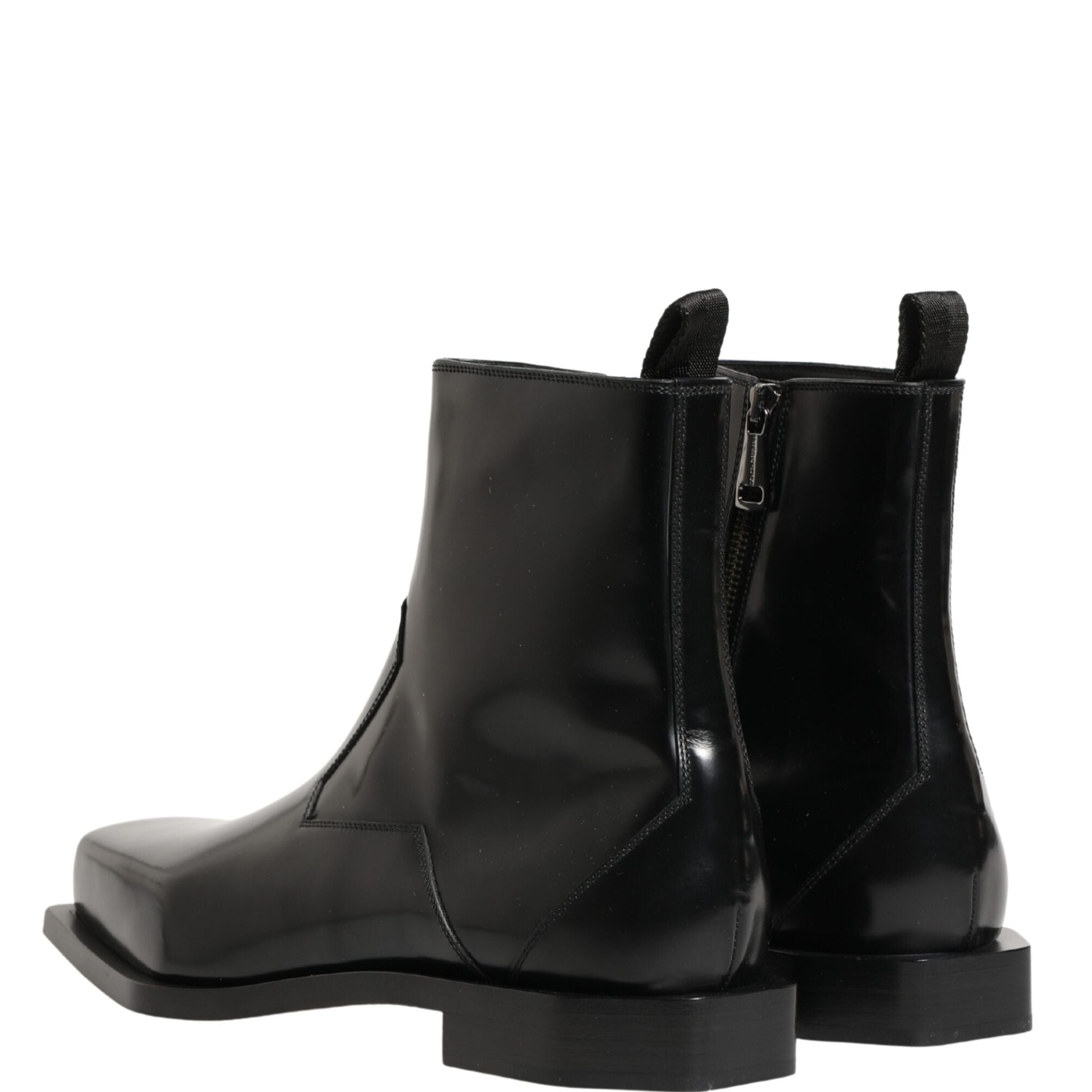 Dolce & Gabbana Black Leather Zip Closure Ankle Boots Shoes