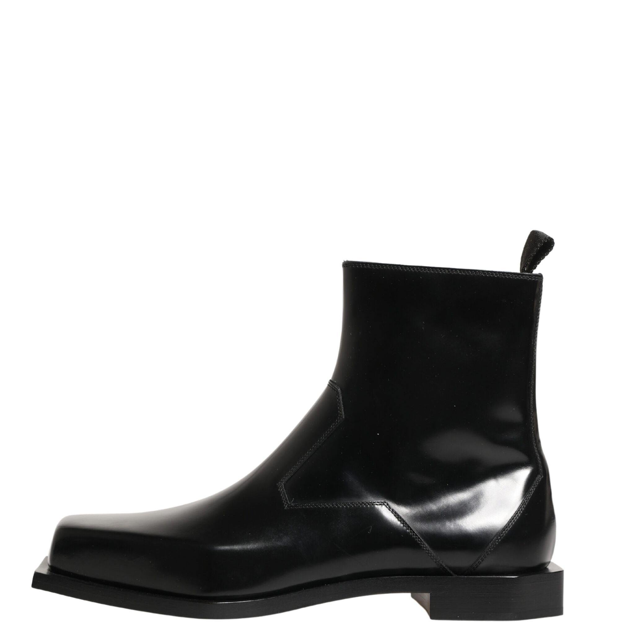 Dolce & Gabbana Black Leather Zip Closure Ankle Boots Shoes