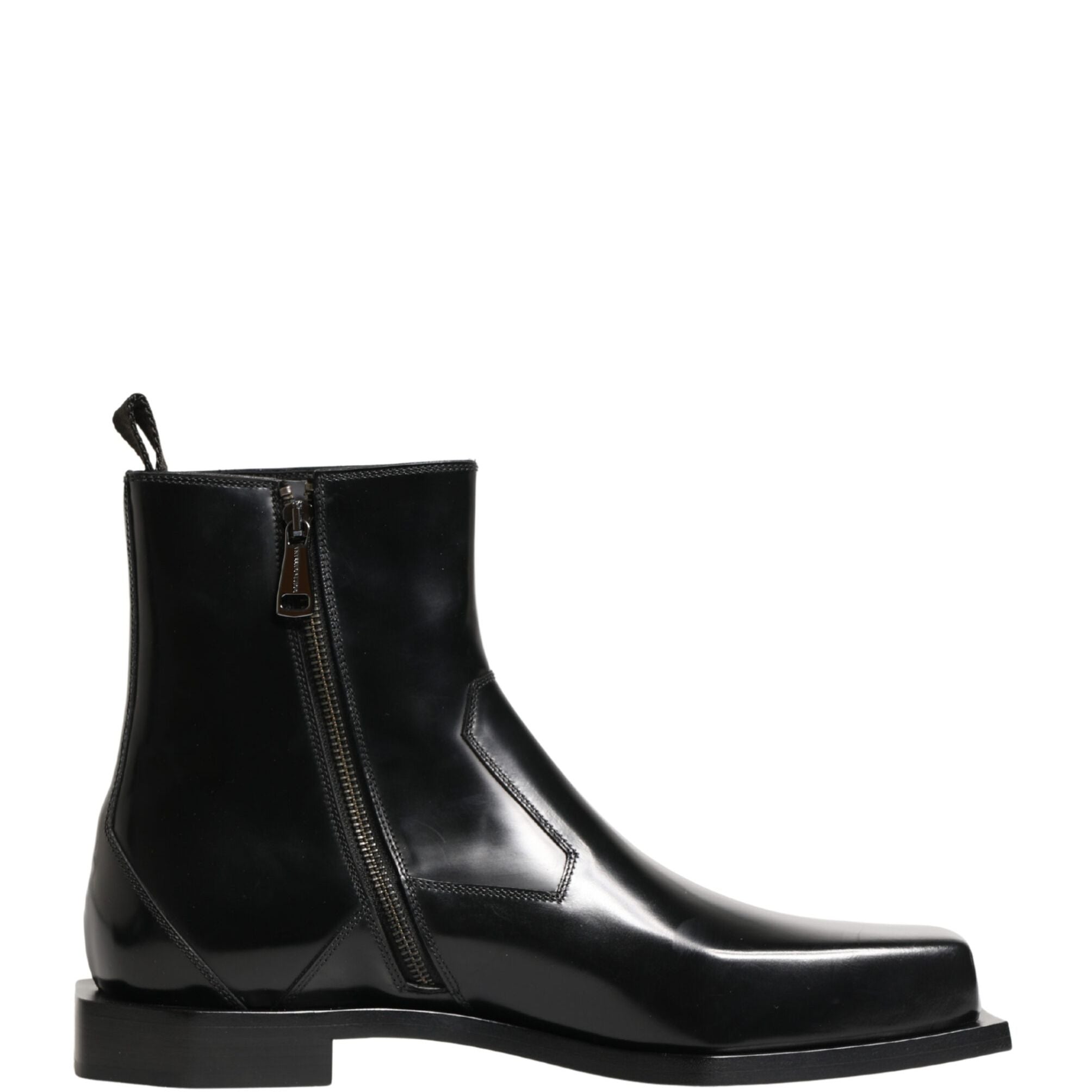 Dolce & Gabbana Black Leather Zip Closure Ankle Boots Shoes