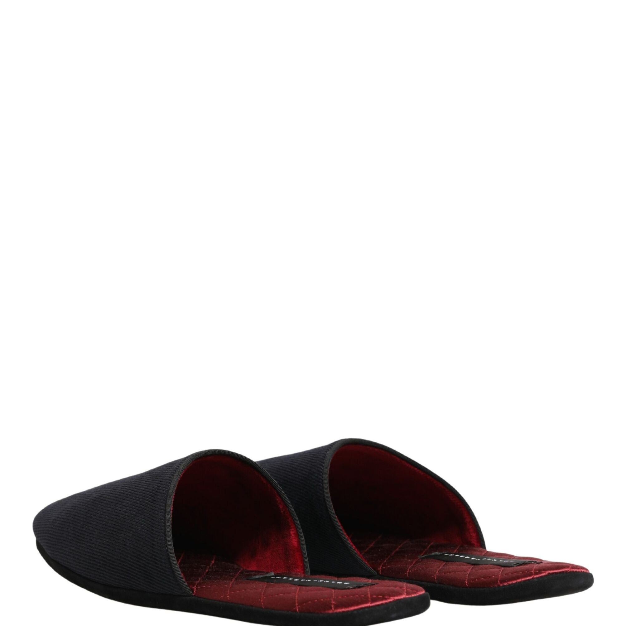 Dolce & Gabbana Dark Navy Wool Cotton Red Chevron Slippers Shoes