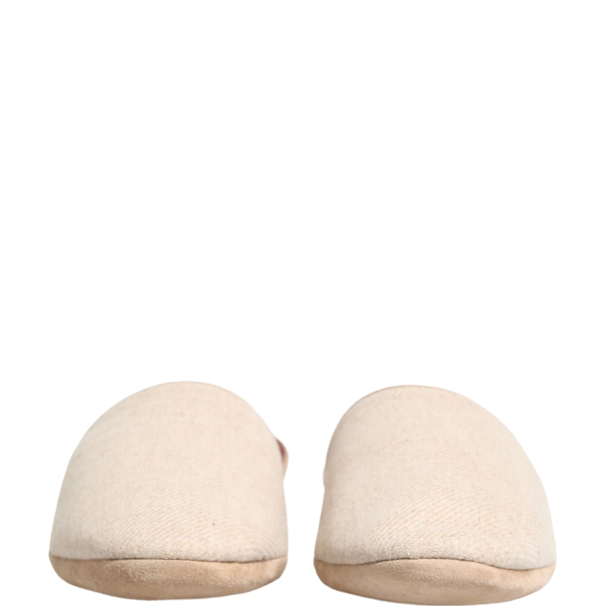 Dolce & Gabbana Beige Shetland Wool Red Quilted Slippers Shoes