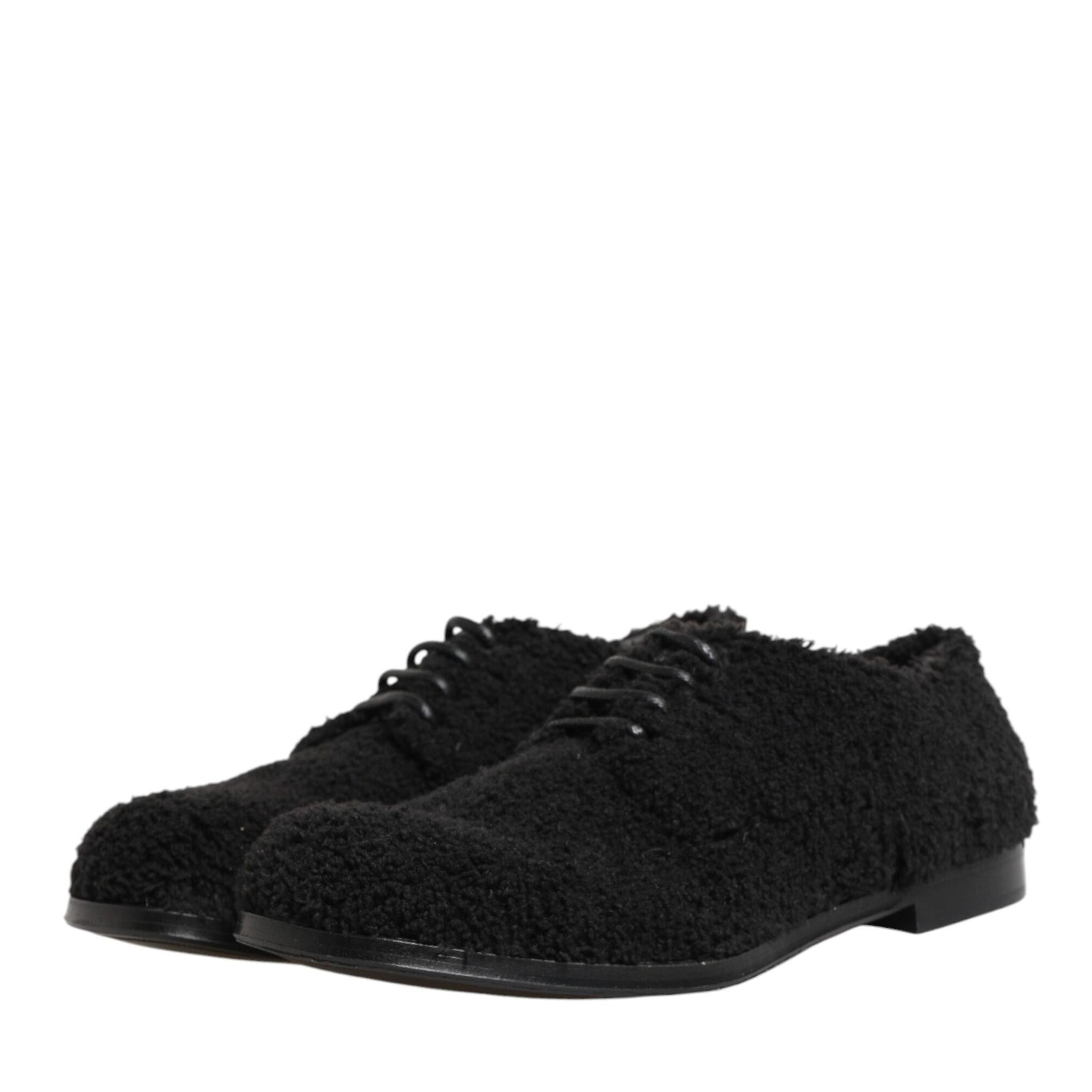 Dolce & Gabbana Men Black Riccio Shearling Dress Derby Shoes